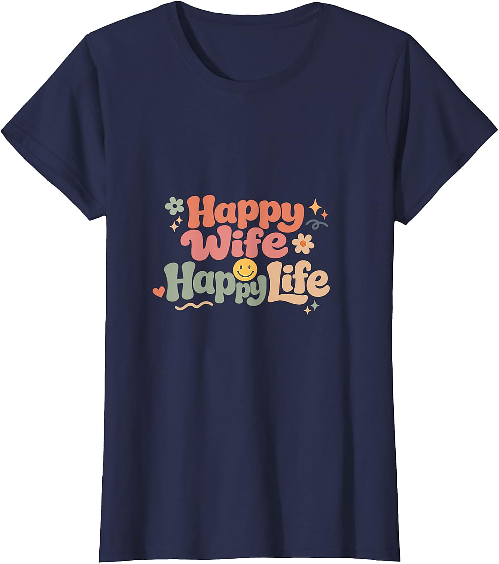 Happy Wife Happy Life T-Shirt | Retro Groovy Graphic Tee