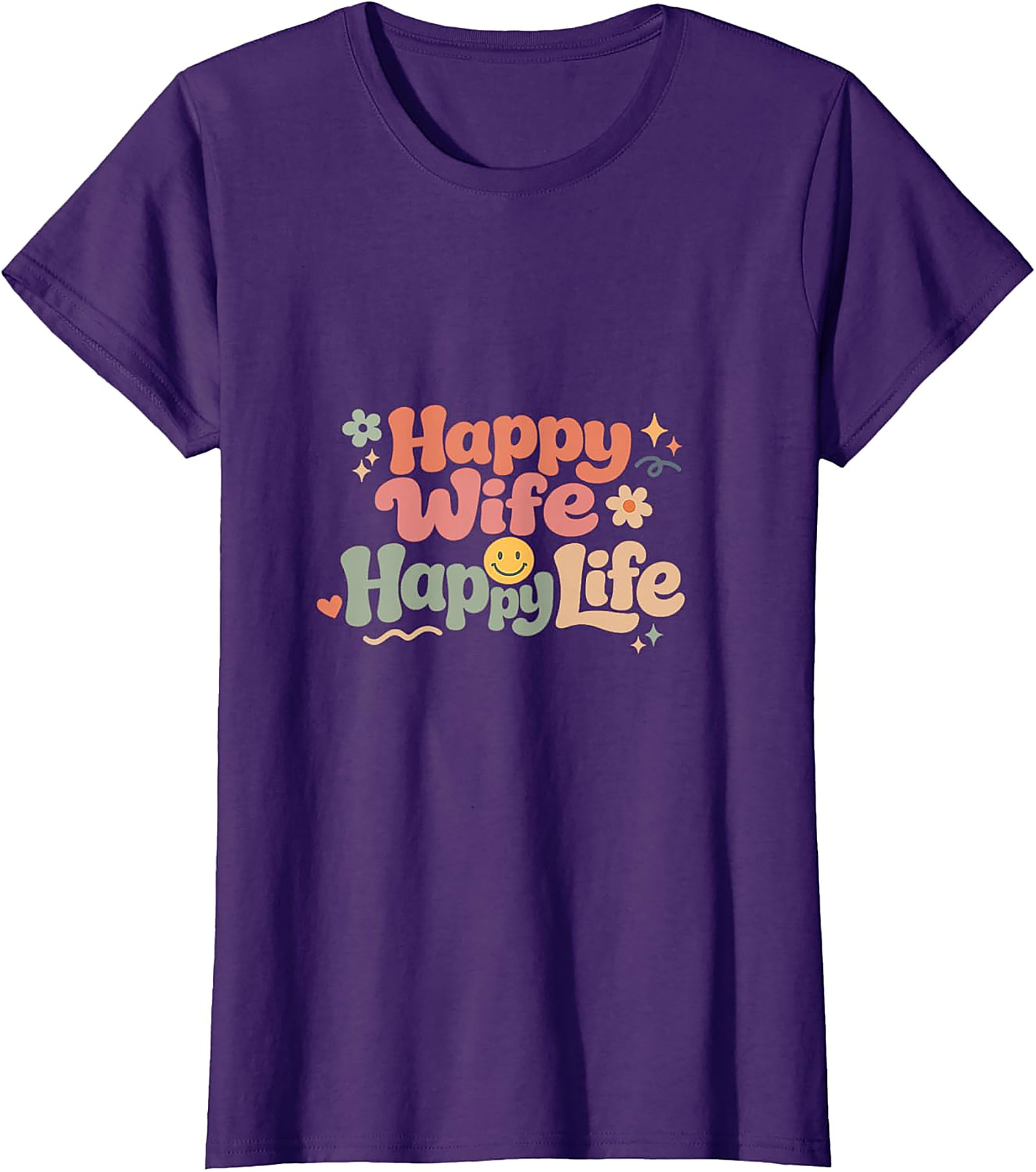Happy Wife Happy Life T-Shirt | Retro Groovy Graphic Tee