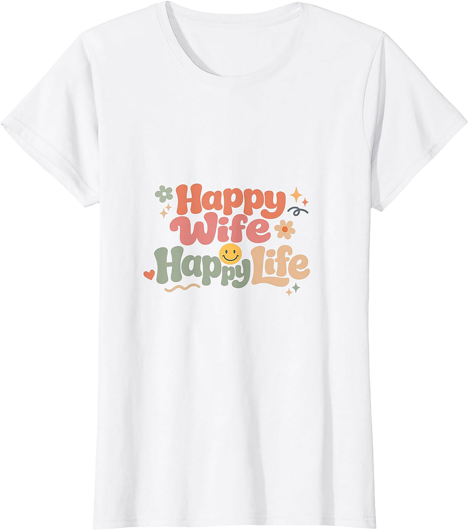 Happy Wife Happy Life T-Shirt | Retro Groovy Graphic Tee