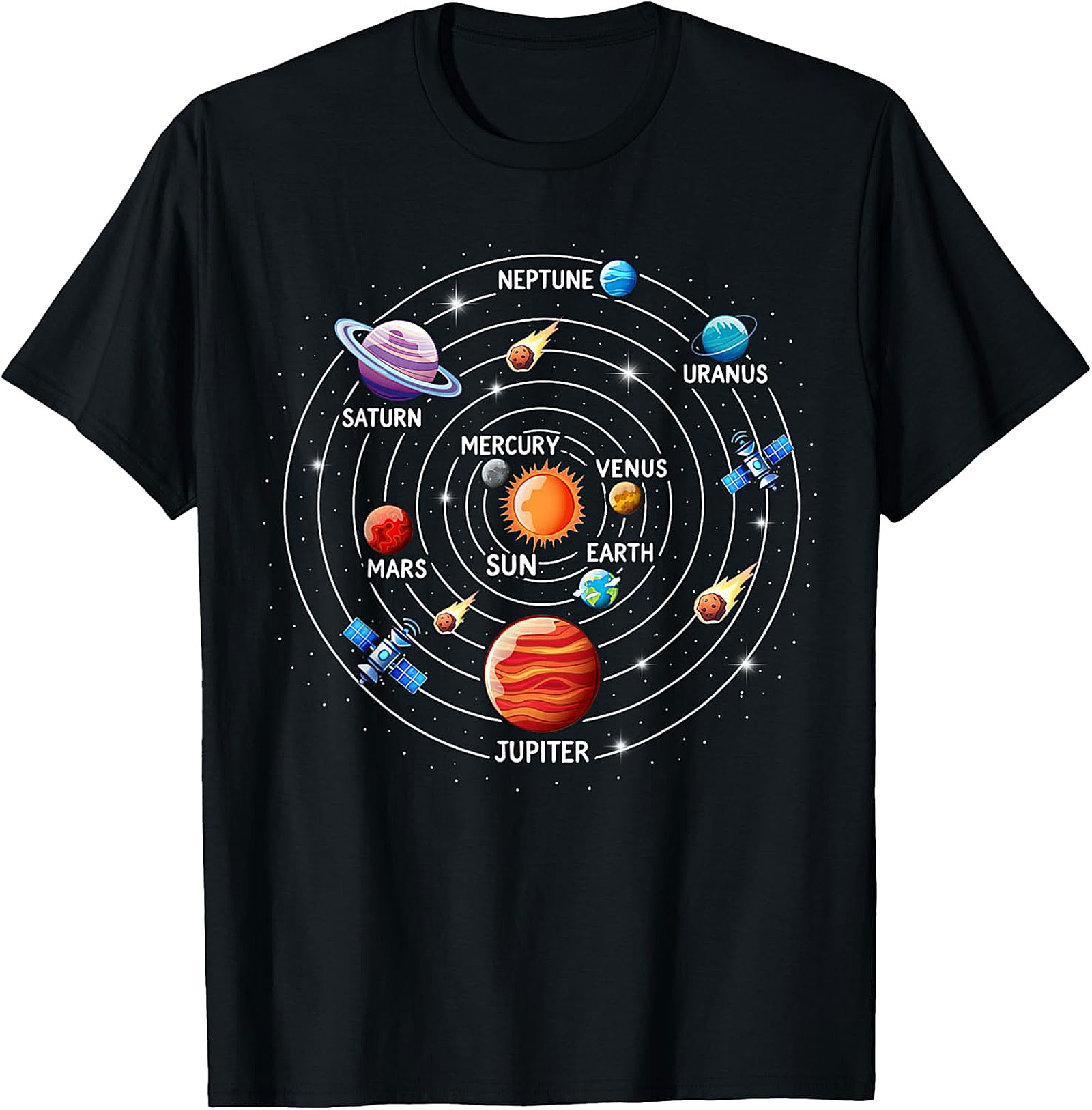 Solar System T-shirt Astronomy Graphic Tee for Space Lovers