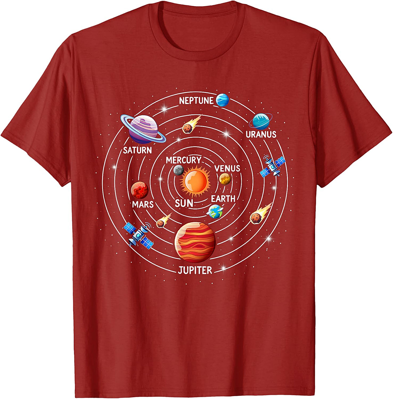 Solar System T-shirt Astronomy Graphic Tee for Space Lovers