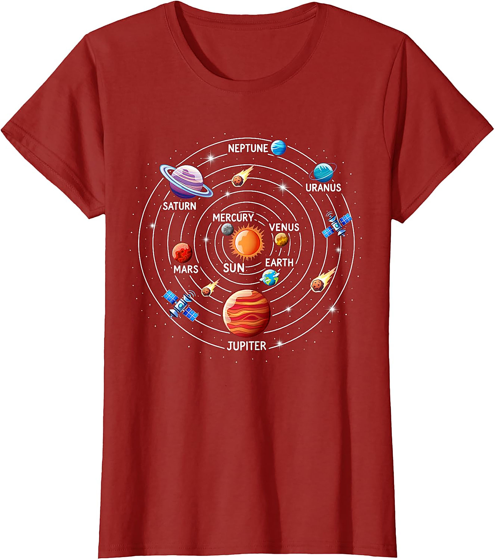 Solar System T-shirt Astronomy Graphic Tee for Space Lovers