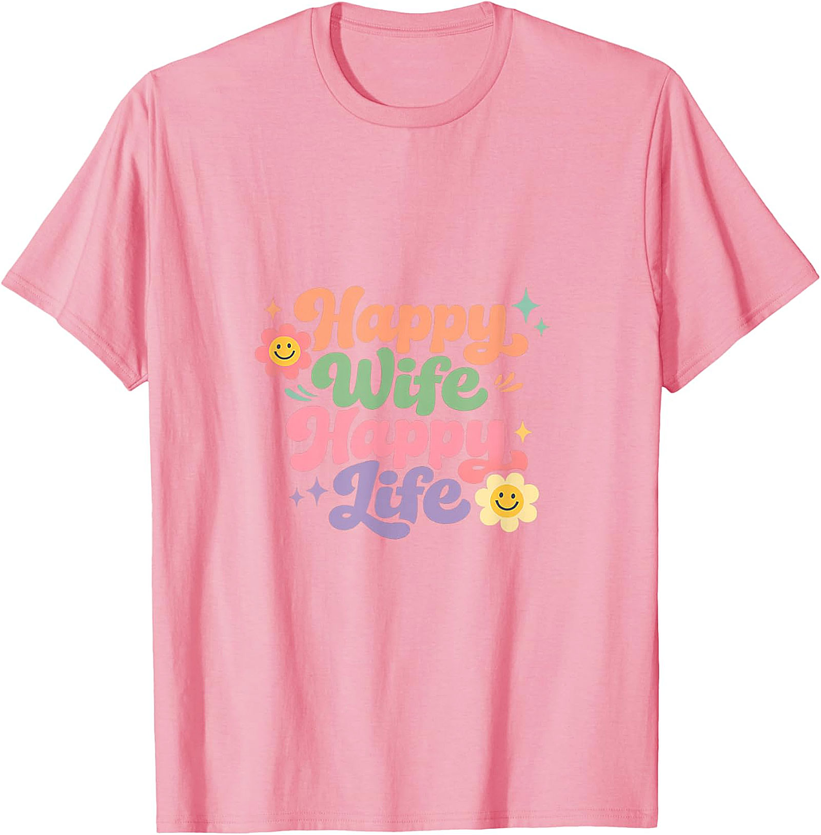 Happy Wife Happy Life T-Shirt - Retro Groovy Graphic Tee