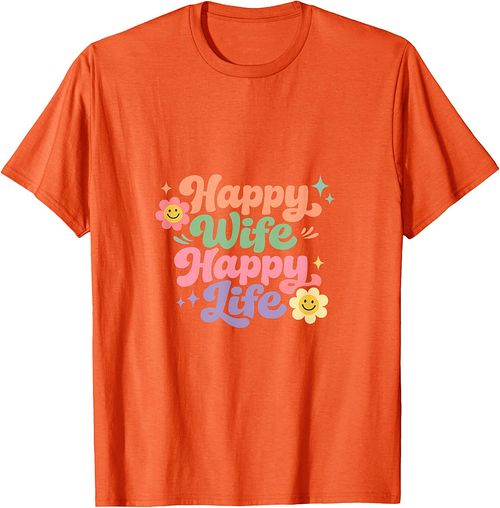 Happy Wife Happy Life T-Shirt - Retro Groovy Graphic Tee