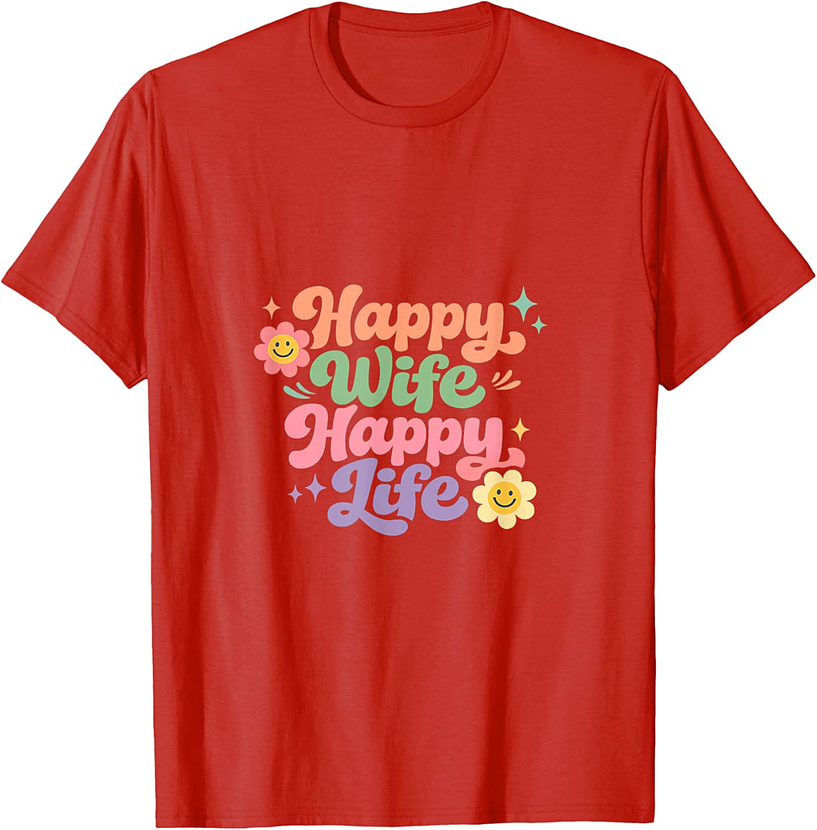 Happy Wife Happy Life T-Shirt - Retro Groovy Graphic Tee
