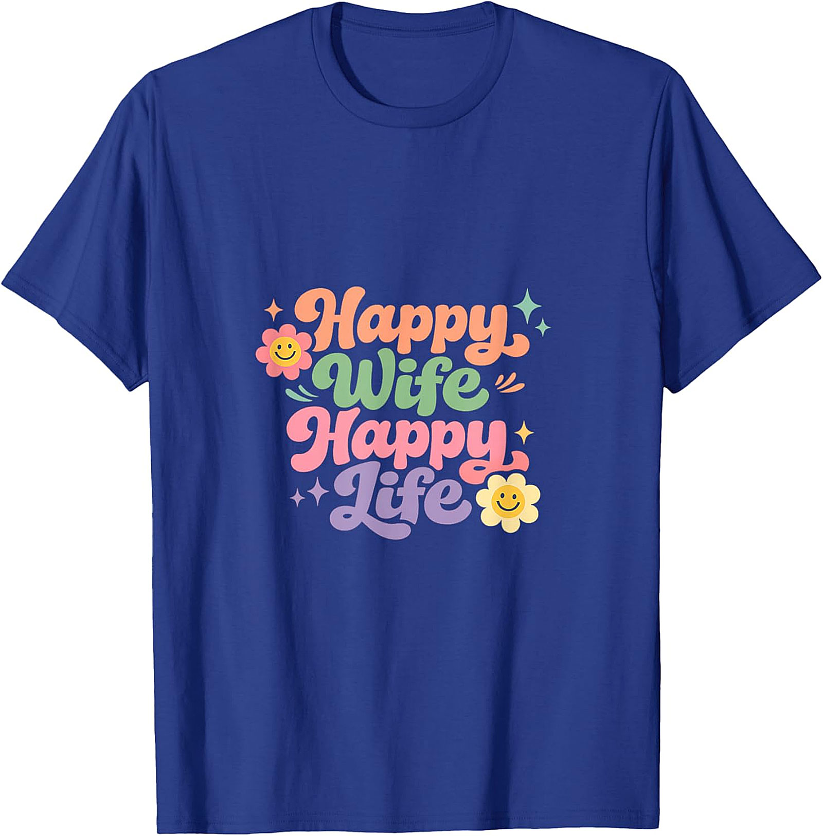 Happy Wife Happy Life T-Shirt - Retro Groovy Graphic Tee