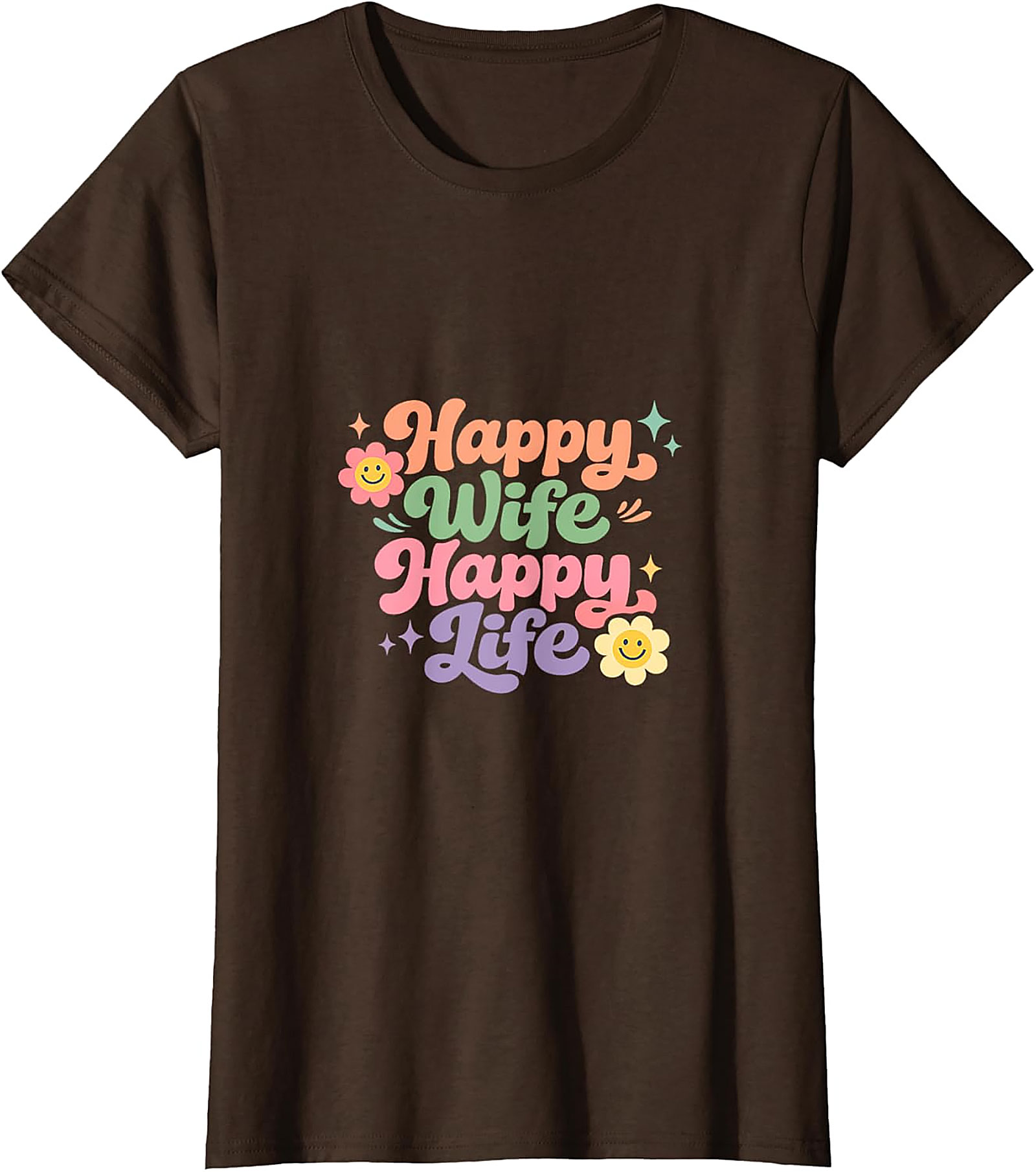 Happy Wife Happy Life T-Shirt - Retro Groovy Graphic Tee