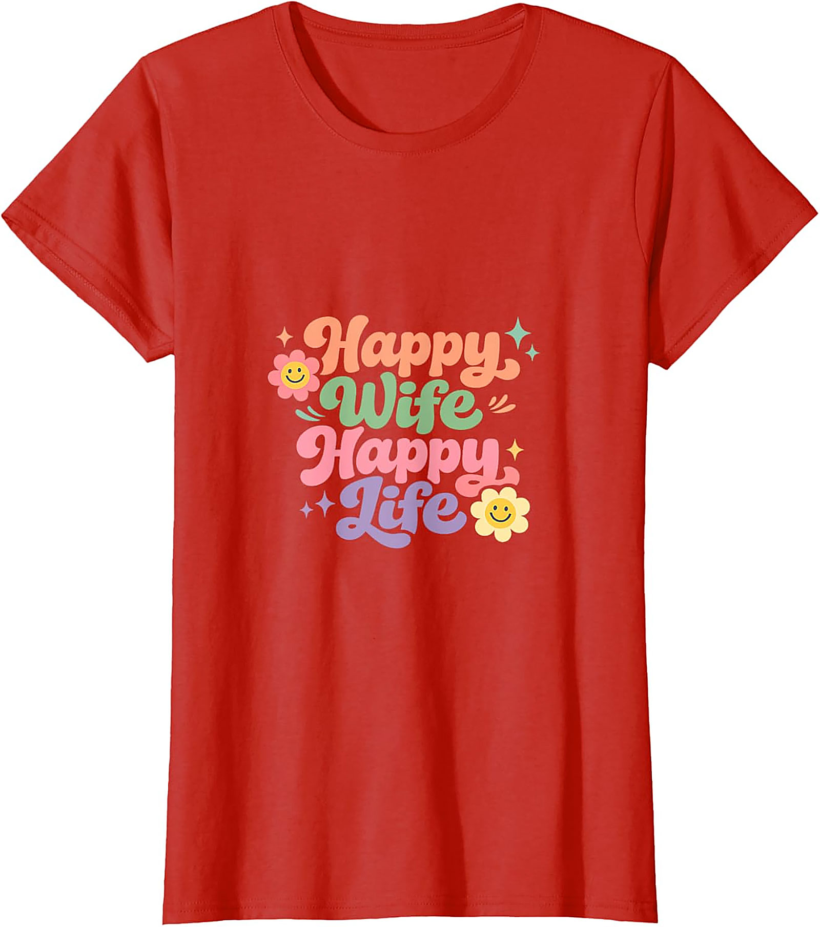 Happy Wife Happy Life T-Shirt - Retro Groovy Graphic Tee