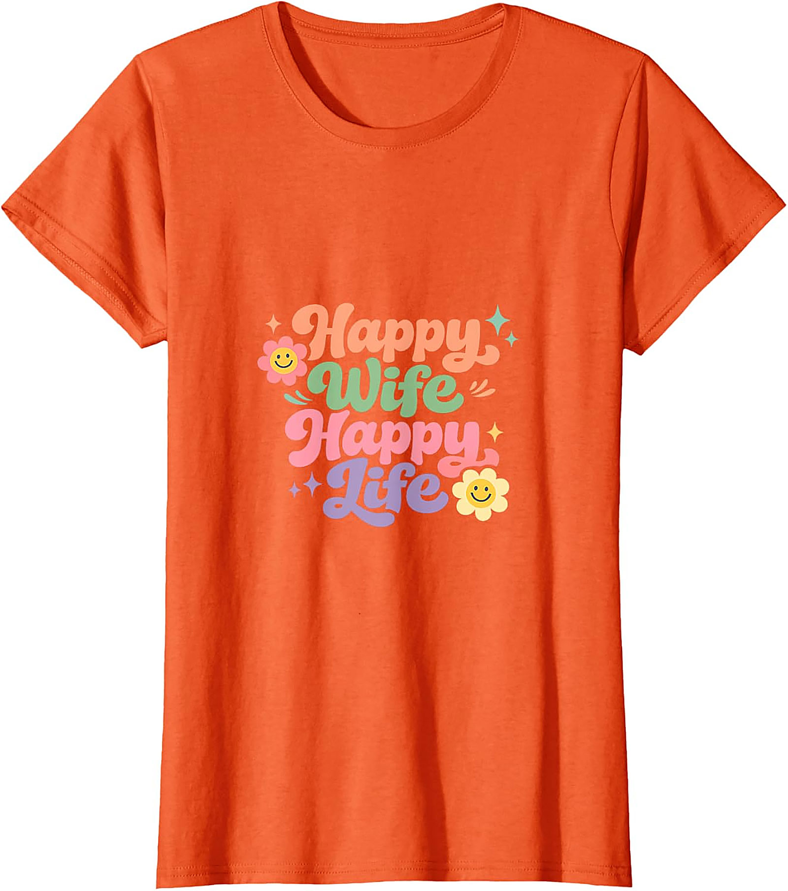 Happy Wife Happy Life T-Shirt - Retro Groovy Graphic Tee
