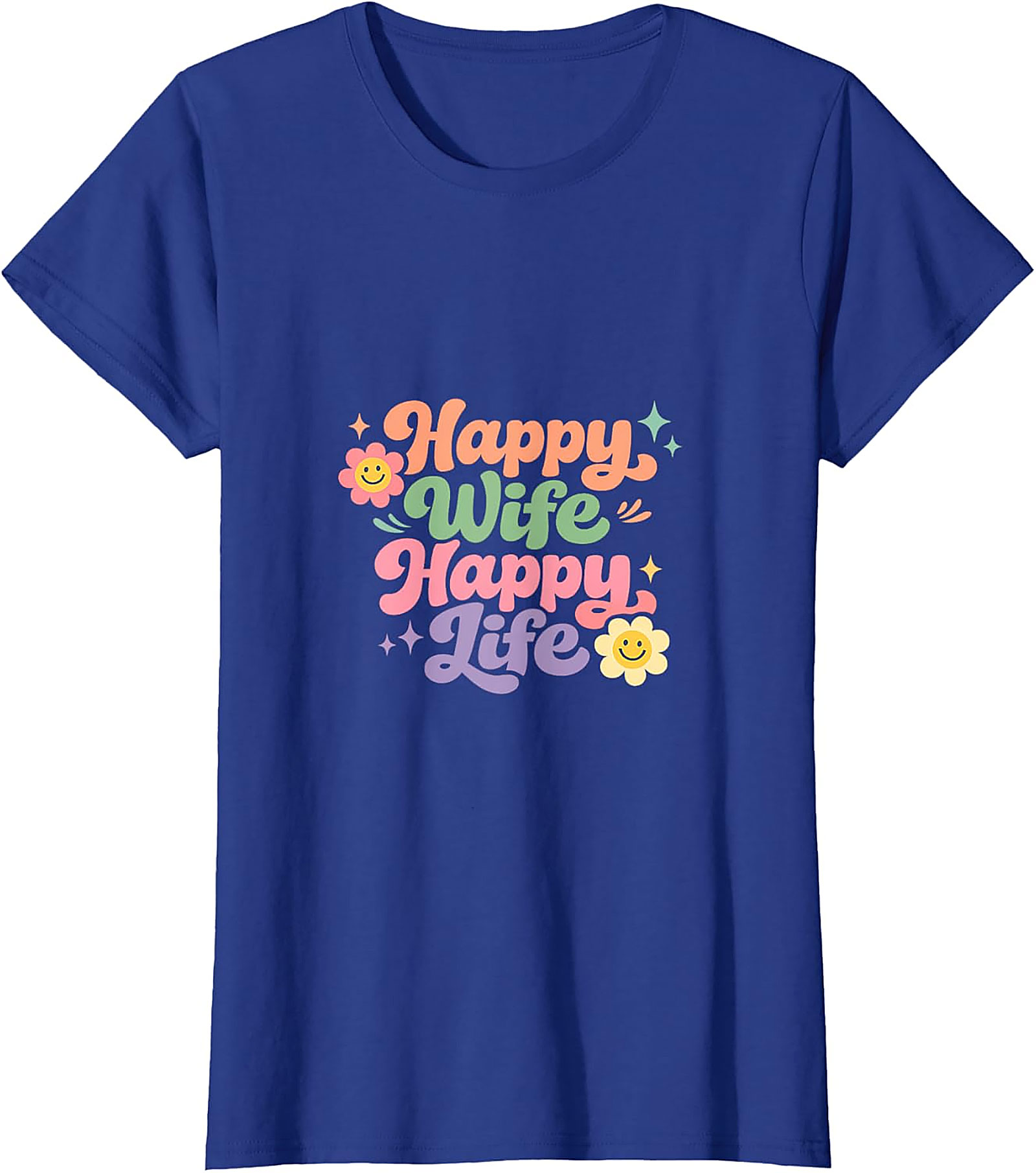 Happy Wife Happy Life T-Shirt - Retro Groovy Graphic Tee