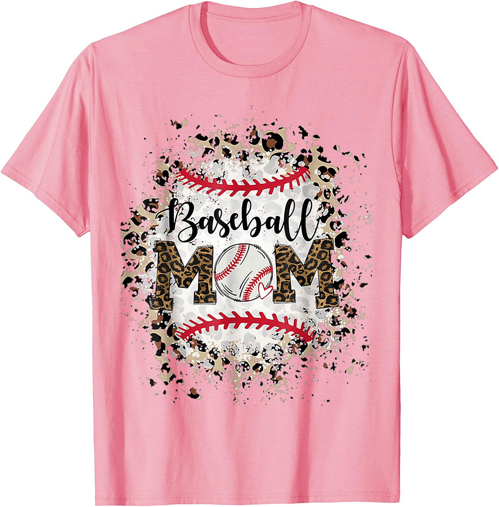 Baseball Mom T-Shirt Leopard Print Graphic Tee