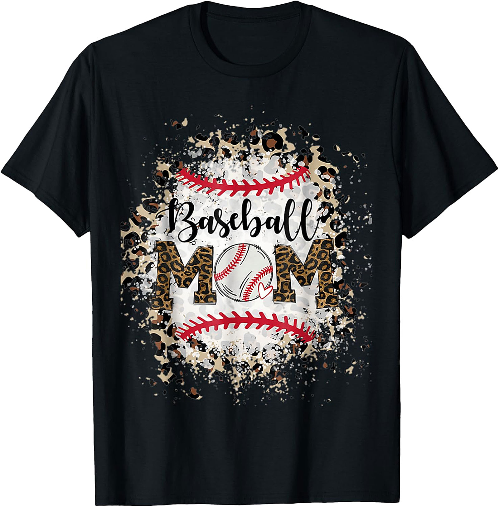 Baseball Mom T-Shirt Leopard Print Graphic Tee