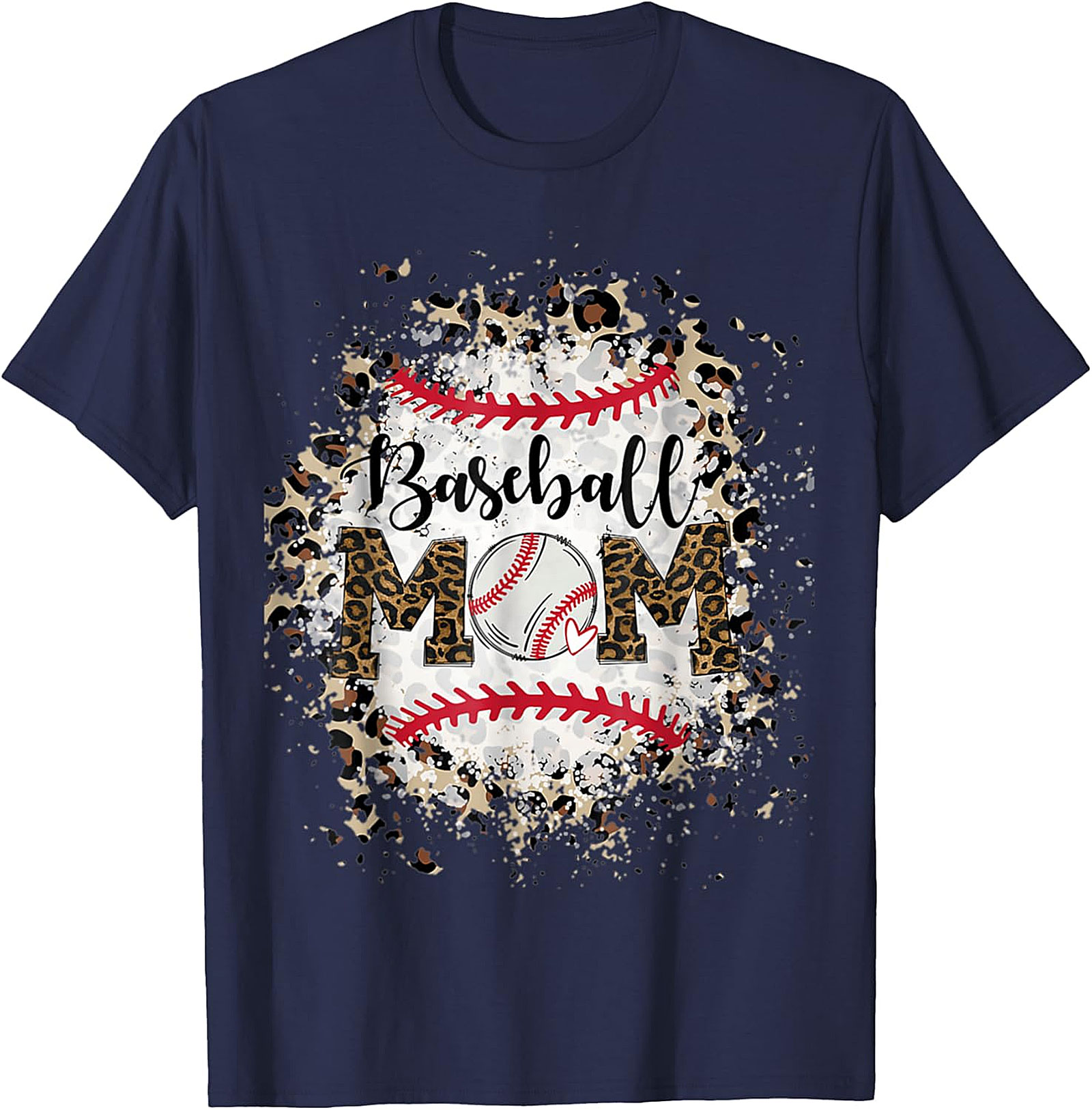 Baseball Mom T-Shirt Leopard Print Graphic Tee