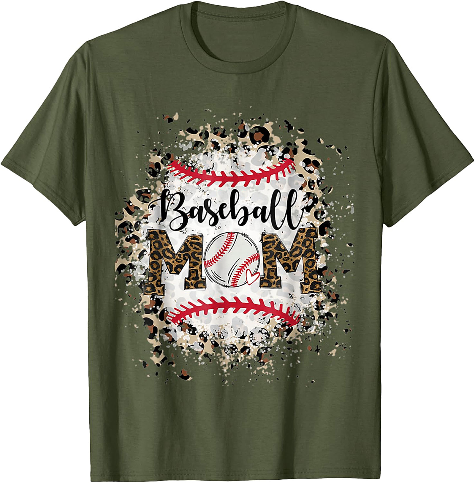 Baseball Mom T-Shirt Leopard Print Graphic Tee
