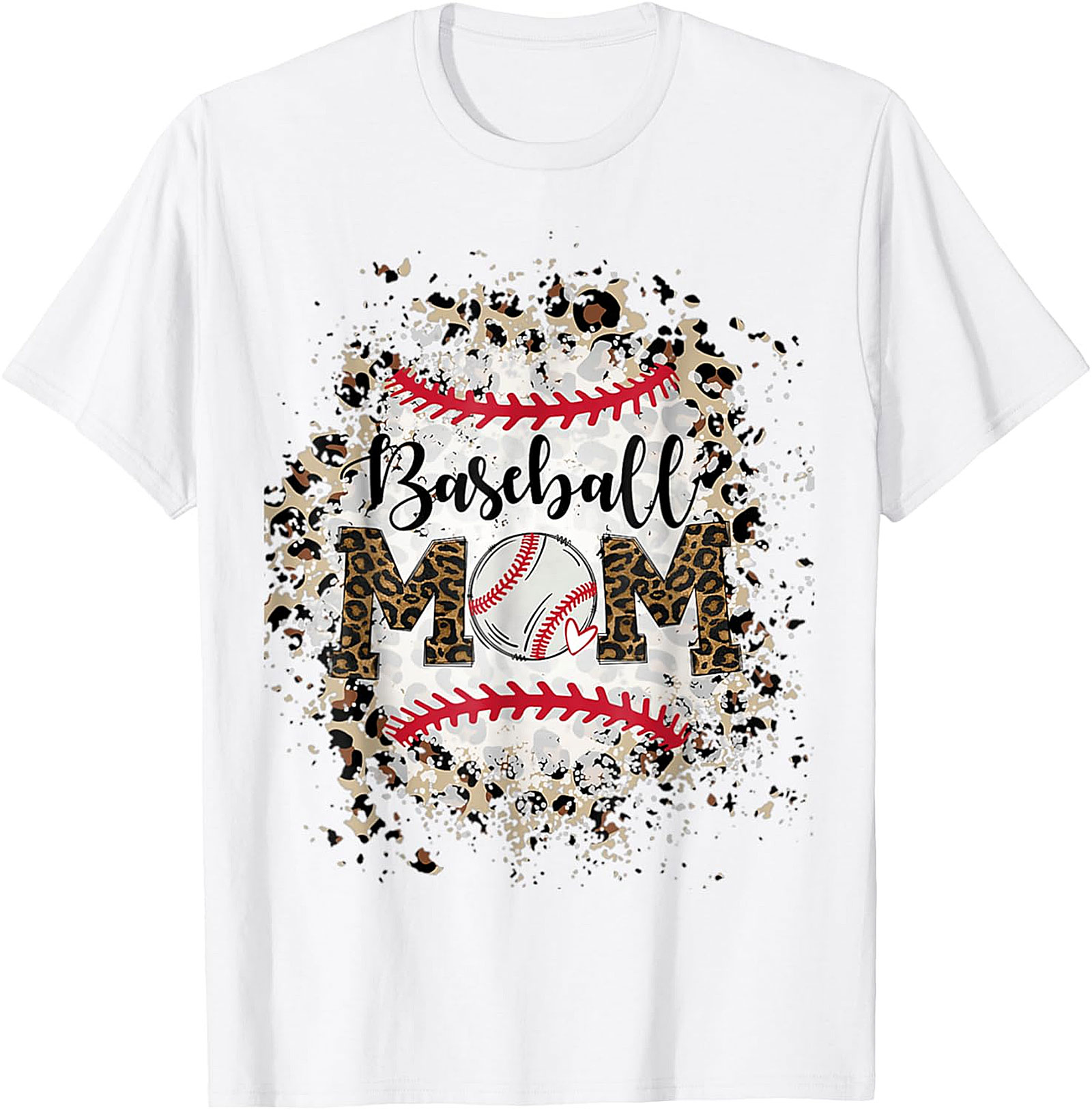 Baseball Mom T-Shirt Leopard Print Graphic Tee