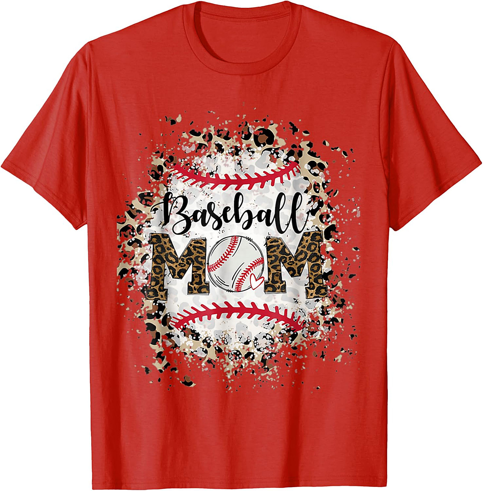 Baseball Mom T-Shirt Leopard Print Graphic Tee