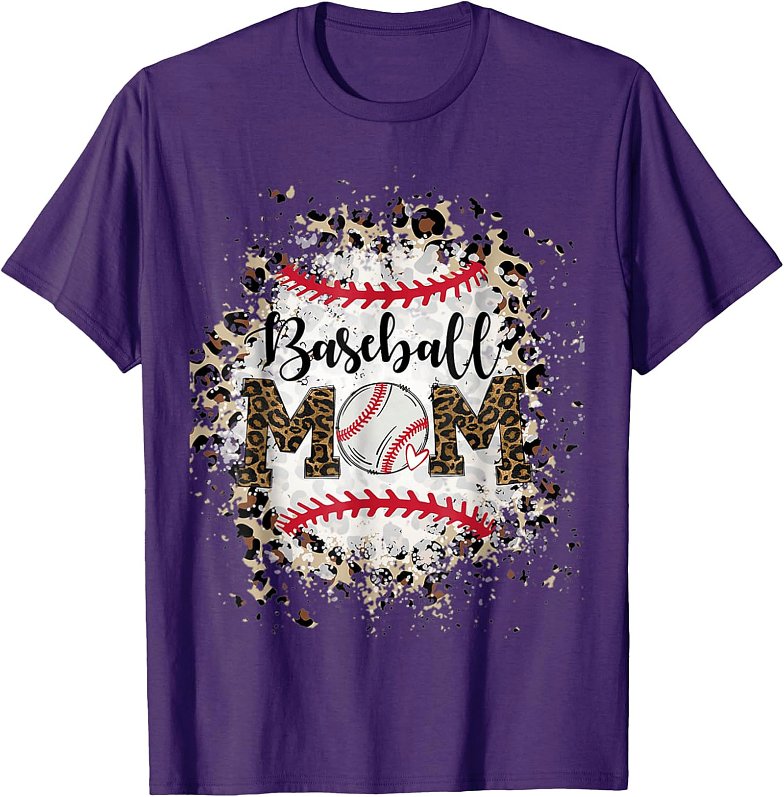Baseball Mom T-Shirt Leopard Print Graphic Tee