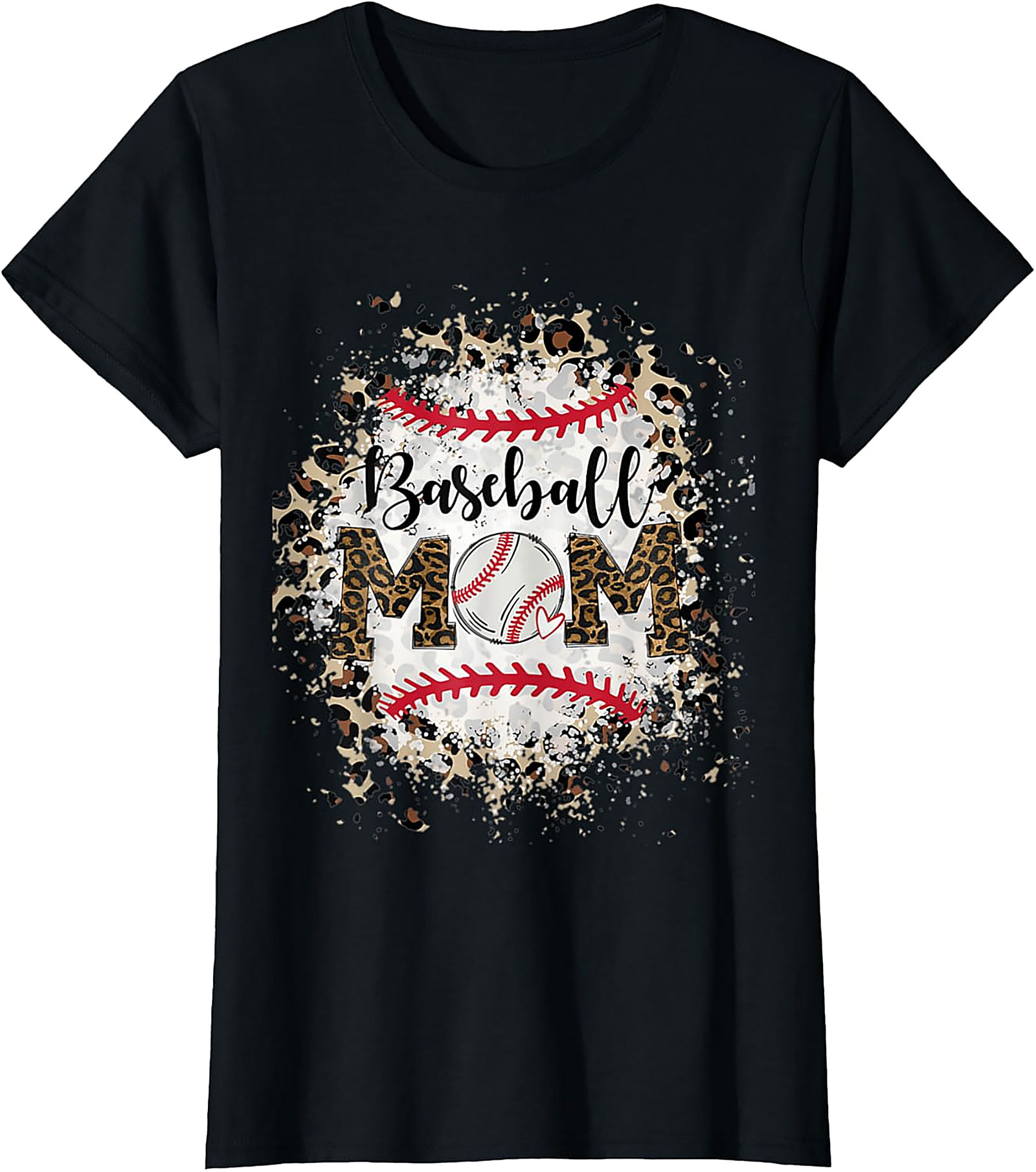 Baseball Mom T-Shirt Leopard Print Graphic Tee