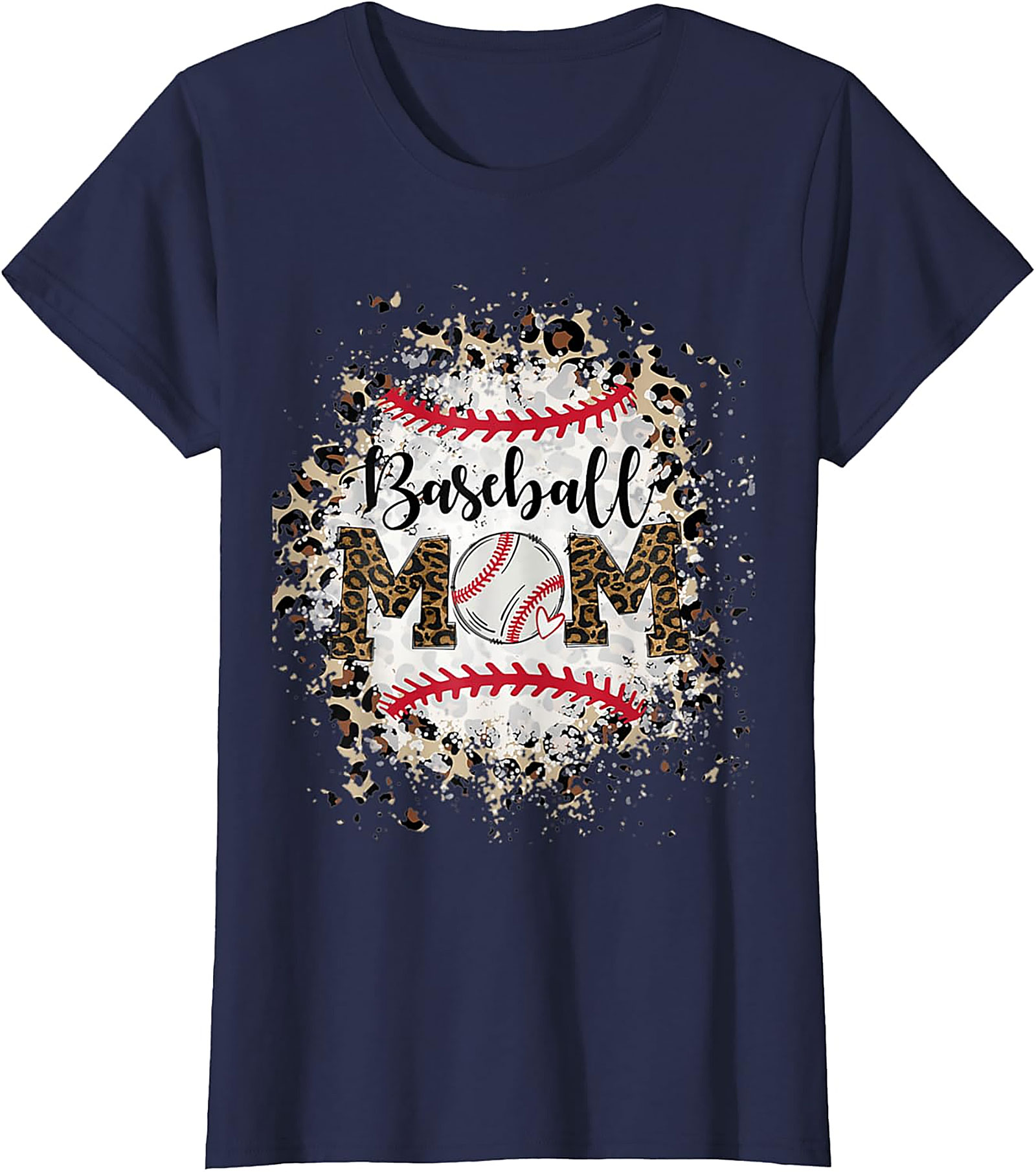 Baseball Mom T-Shirt Leopard Print Graphic Tee