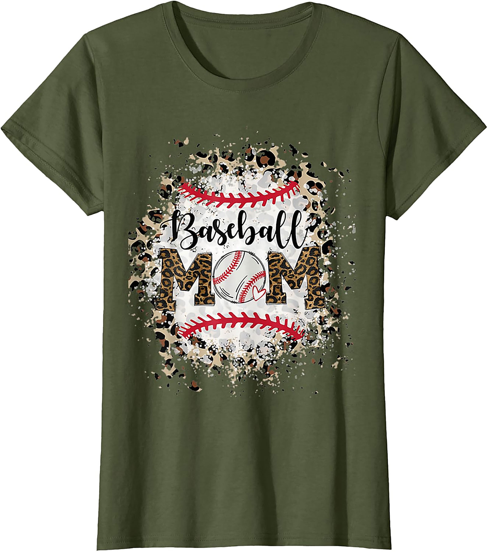 Baseball Mom T-Shirt Leopard Print Graphic Tee