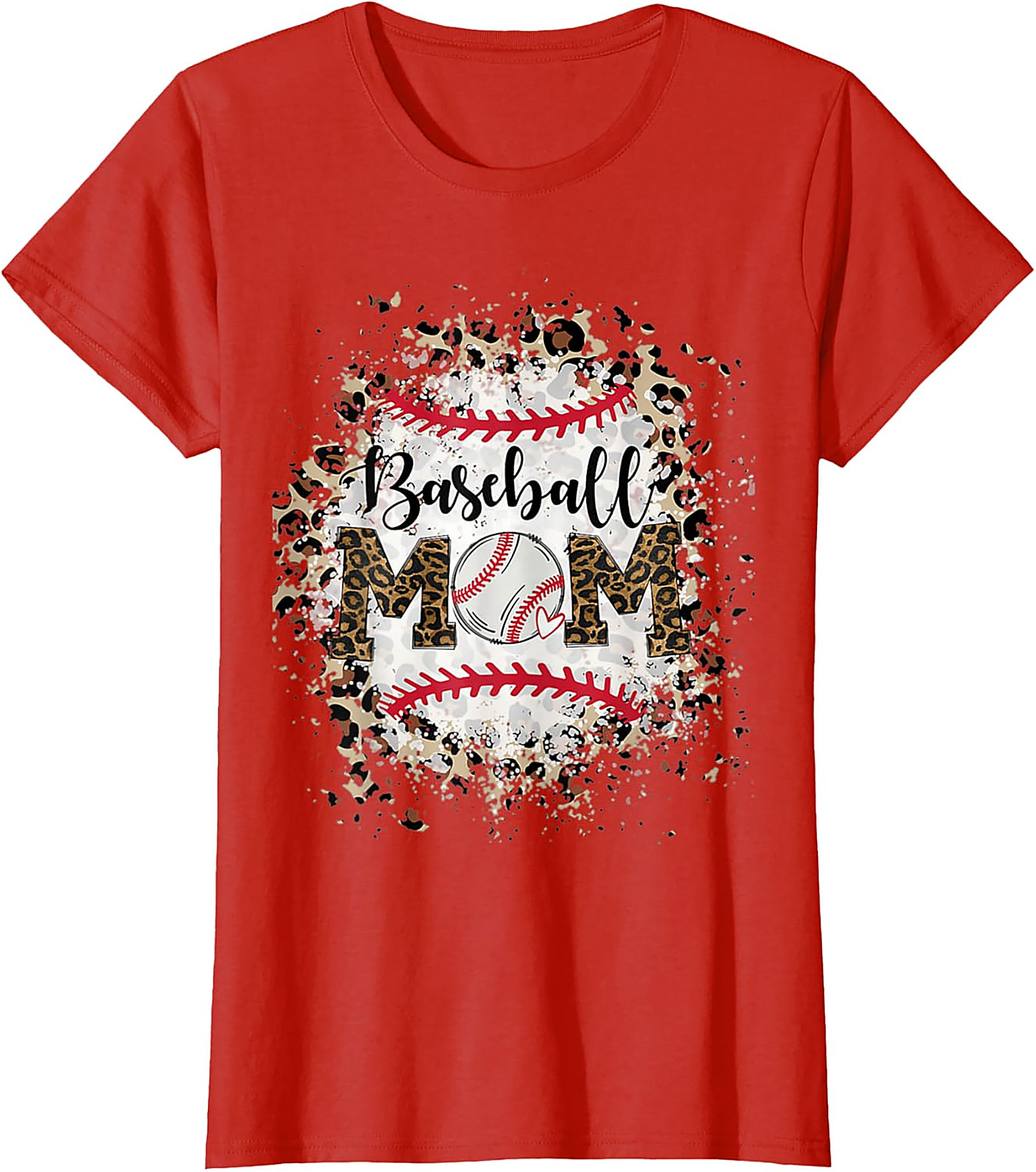 Baseball Mom T-Shirt Leopard Print Graphic Tee