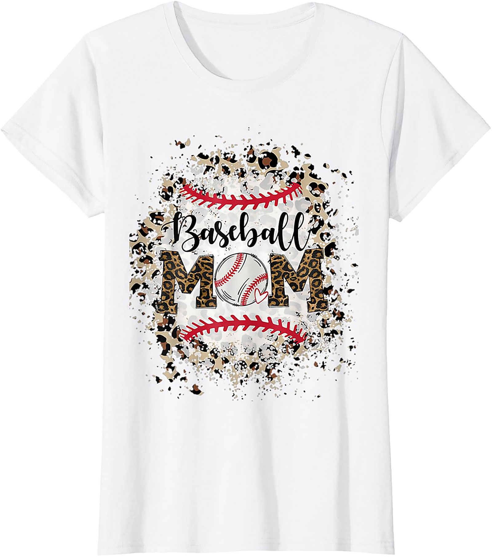 Baseball Mom T-Shirt Leopard Print Graphic Tee