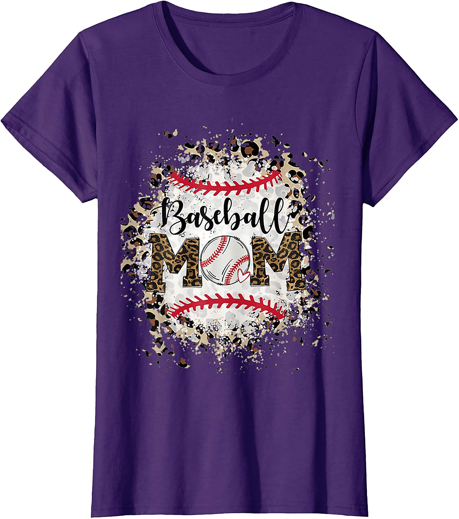 Baseball Mom T-Shirt Leopard Print Graphic Tee