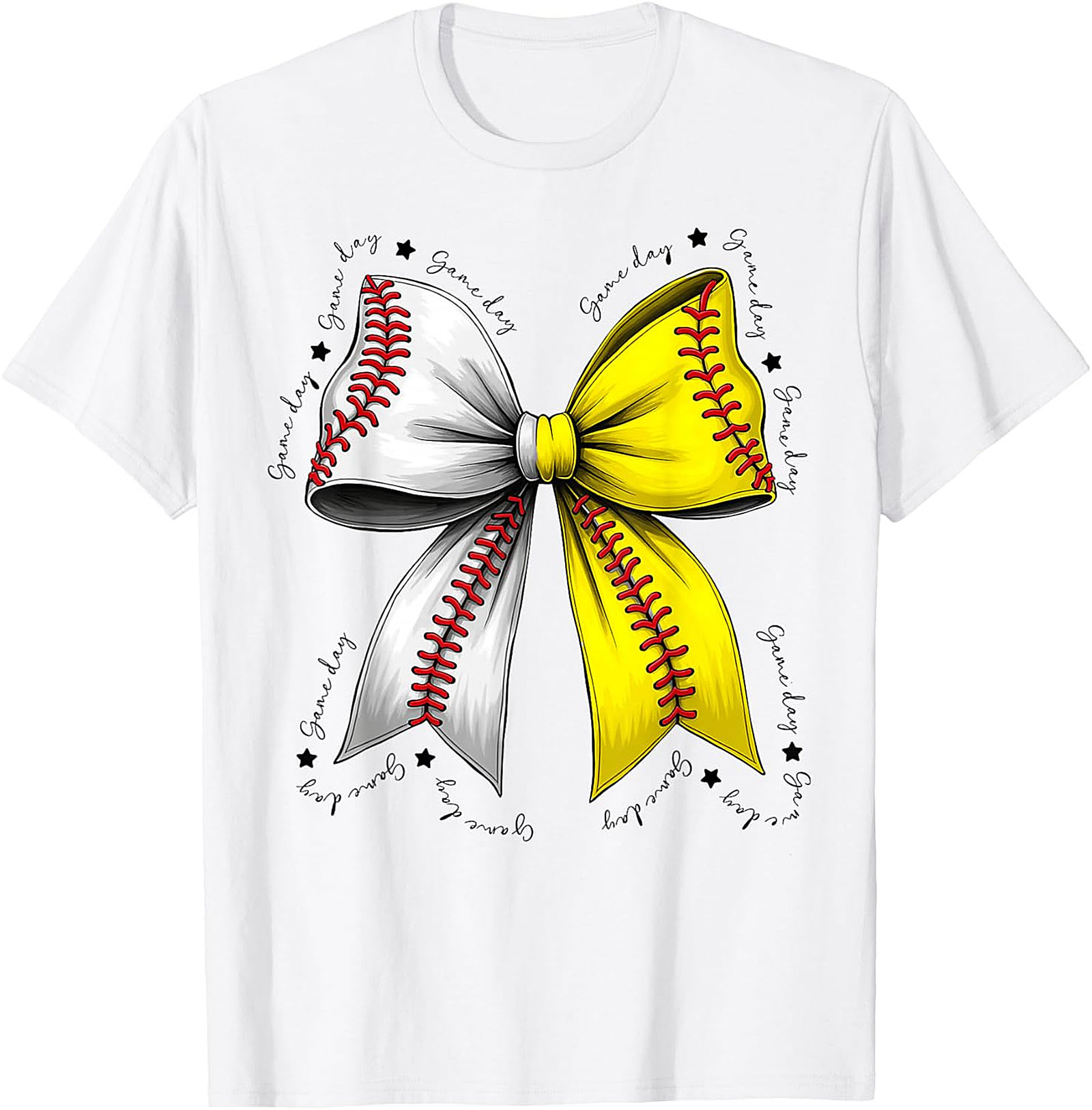 Baseball Softball Bow Game Day T-Shirt Unisex Sports Tee