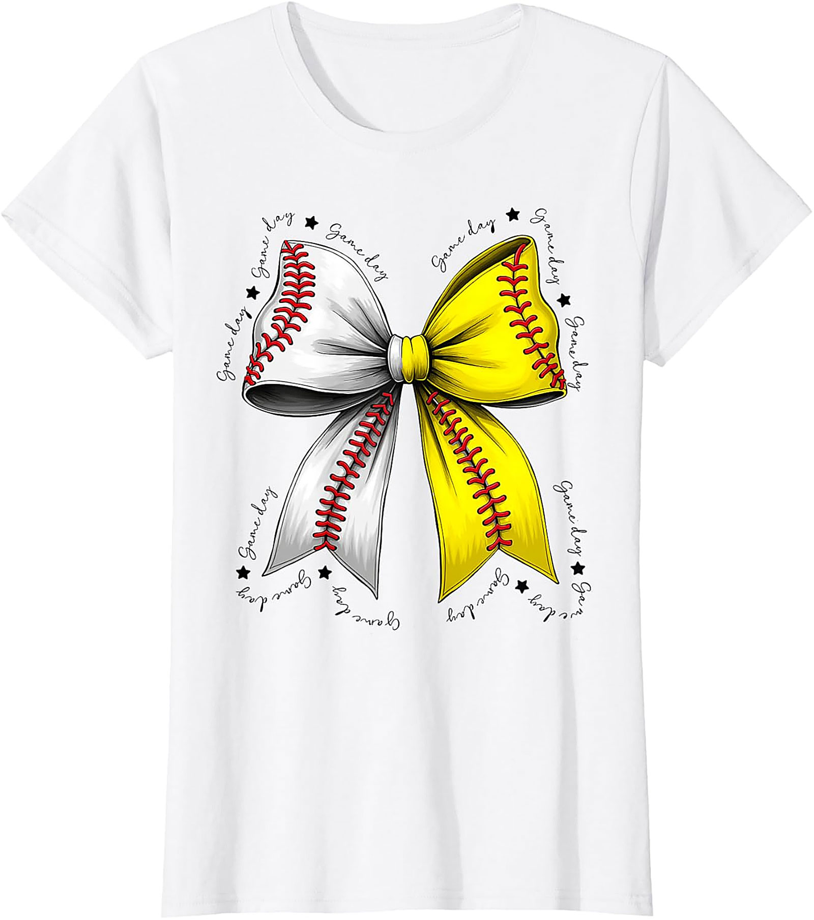 Baseball Softball Bow Game Day T-Shirt Unisex Sports Tee