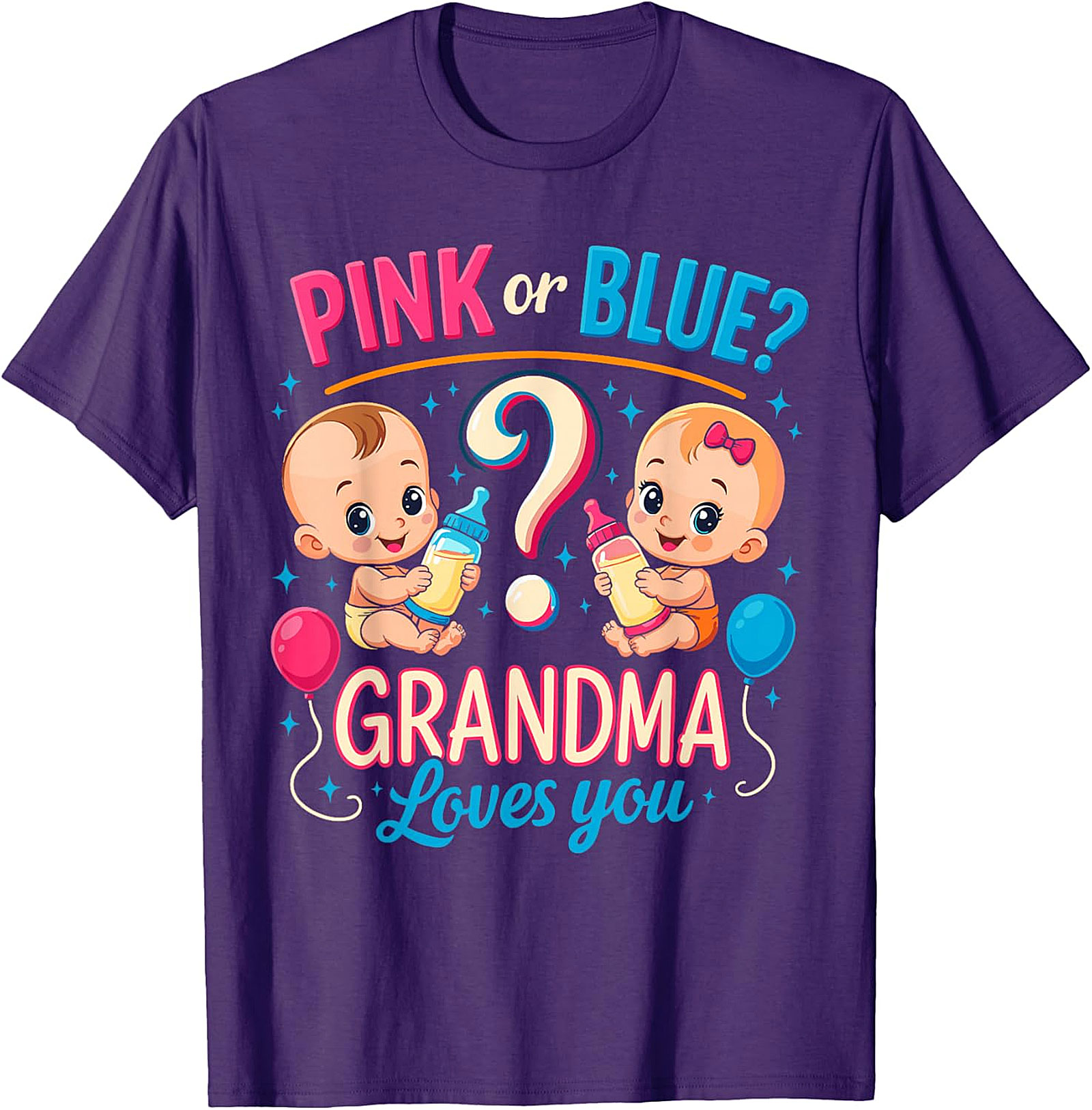 Pink or Blue Grandma Loves You T-Shirt | Gender Reveal Tee