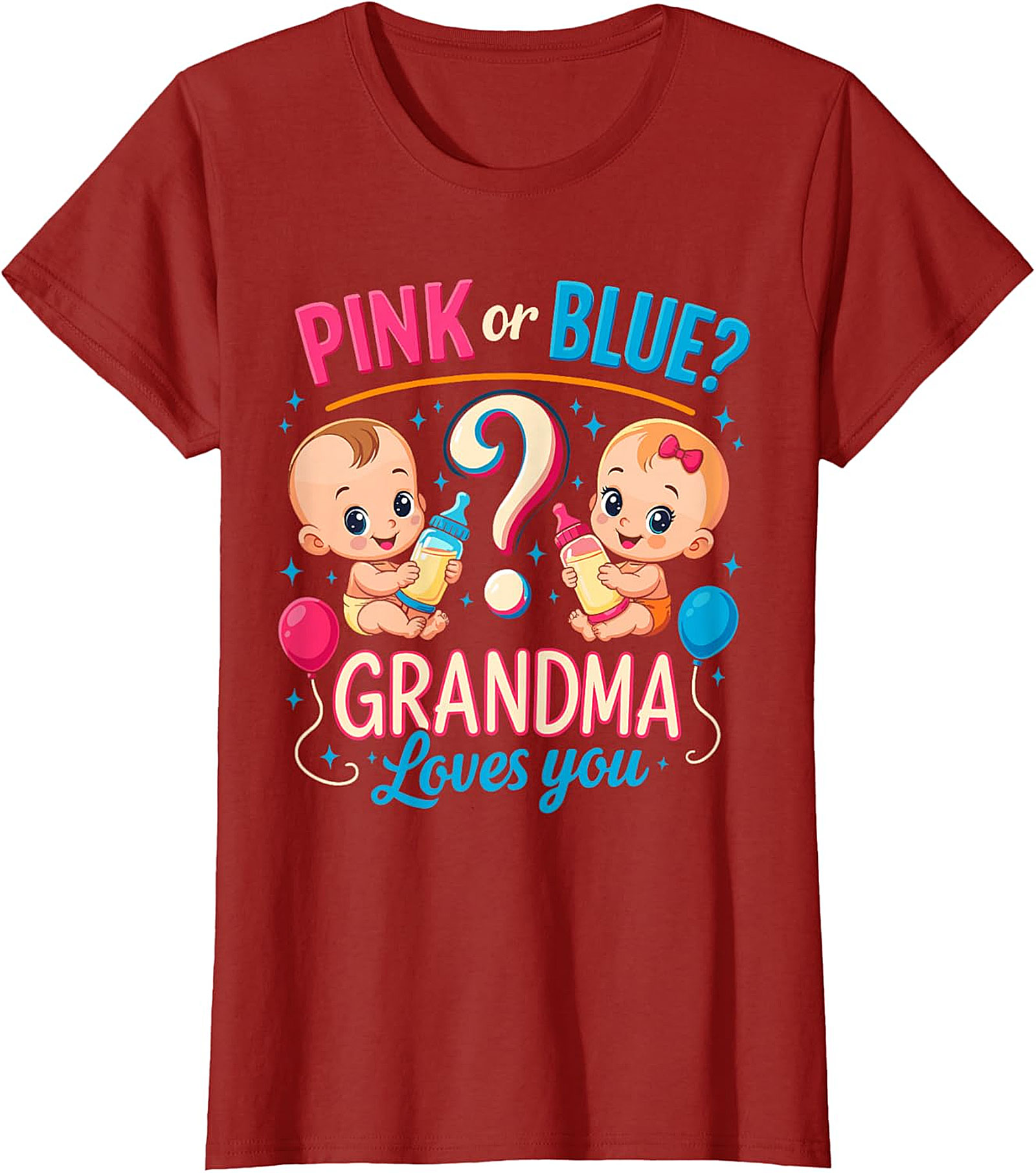 Pink or Blue Grandma Loves You T-Shirt | Gender Reveal Tee