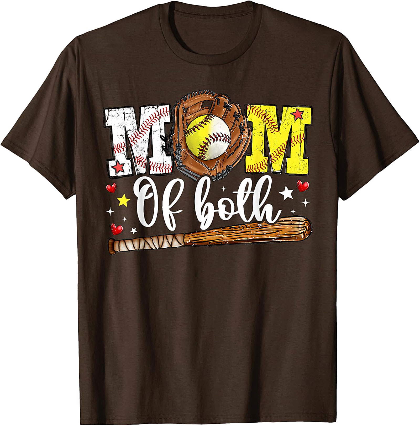  Mom of Both Baseball Softball Mom T-shirt Unisex Graphic Tee