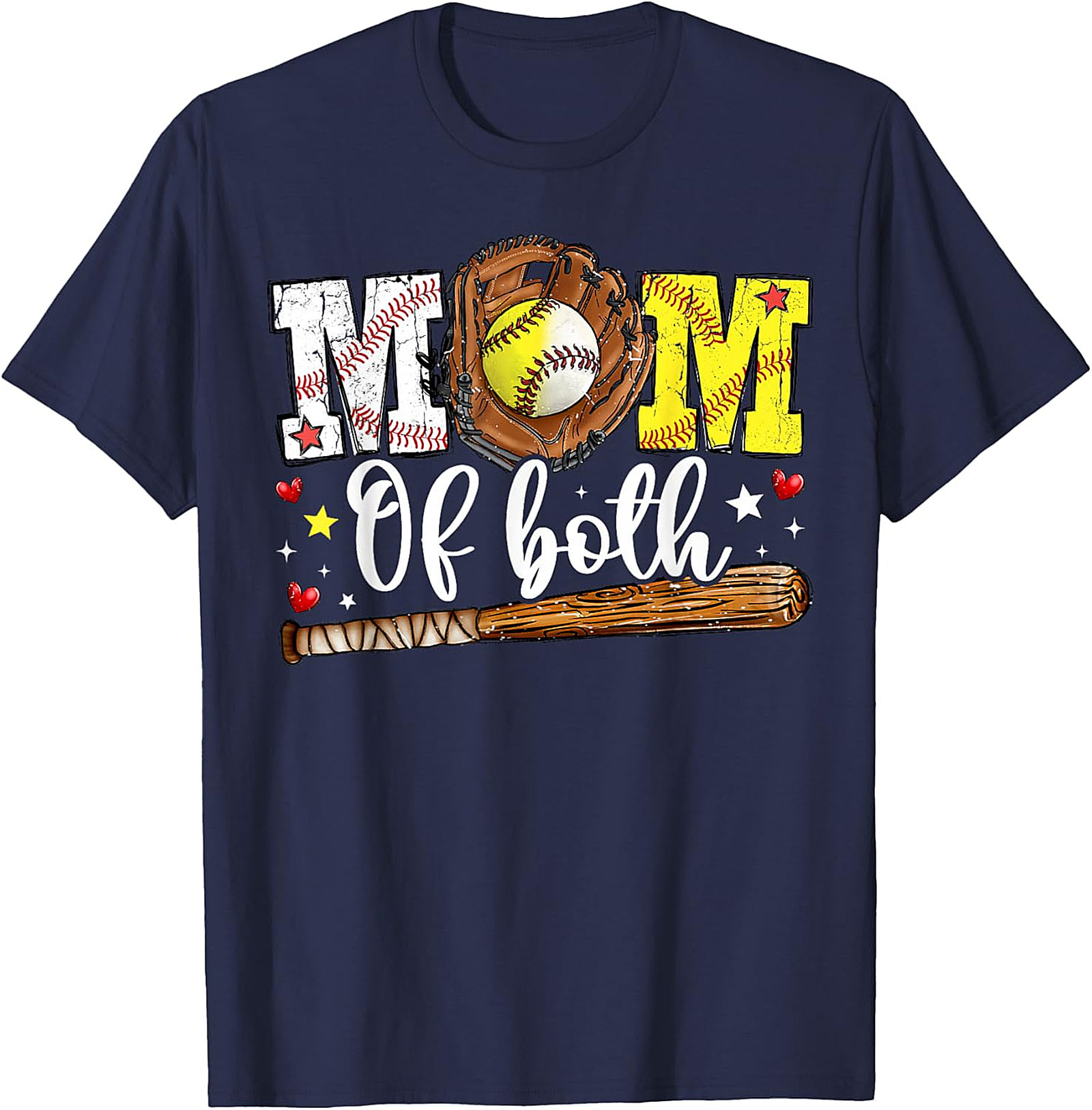  Mom of Both Baseball Softball Mom T-shirt Unisex Graphic Tee