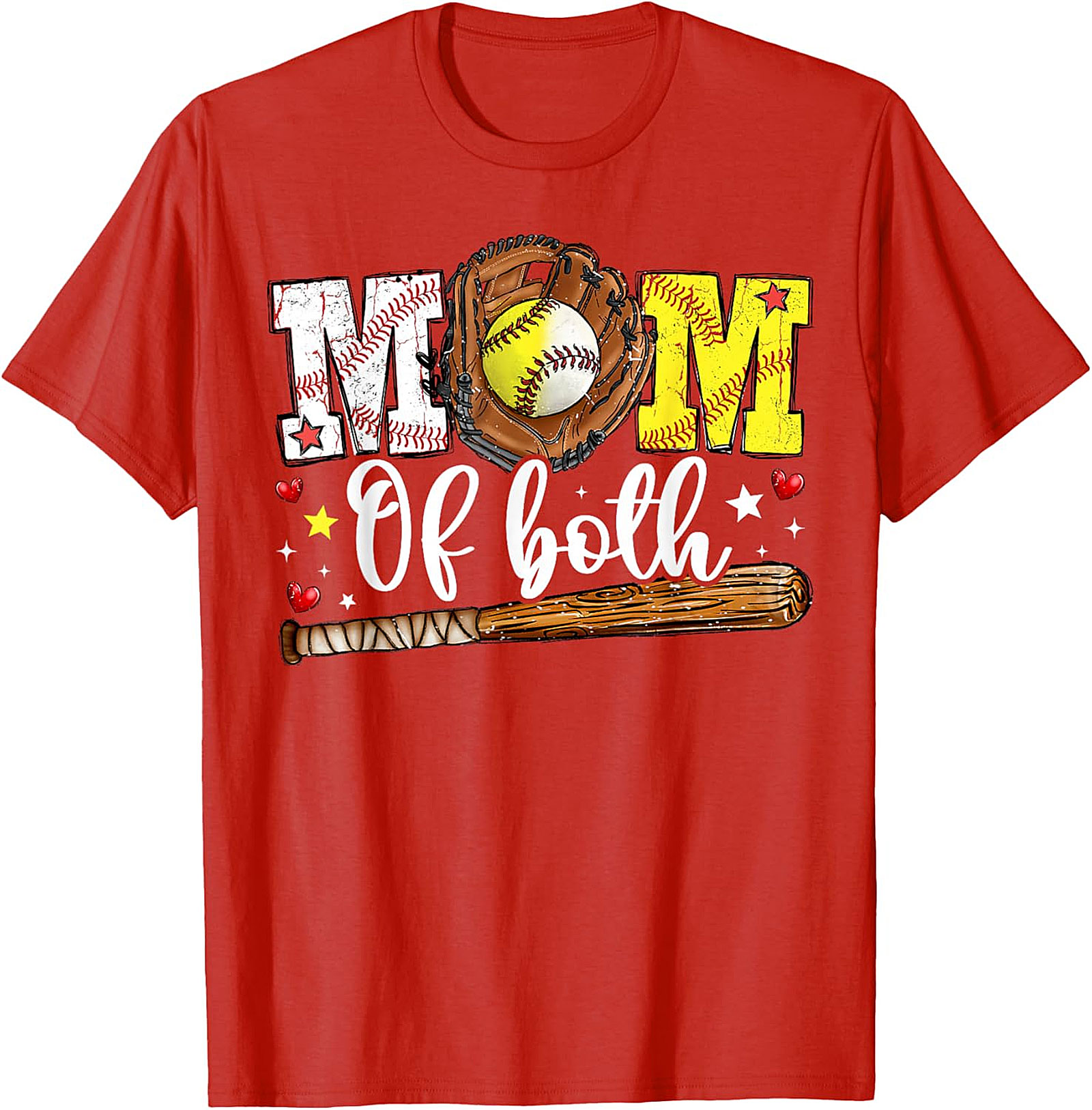  Mom of Both Baseball Softball Mom T-shirt Unisex Graphic Tee