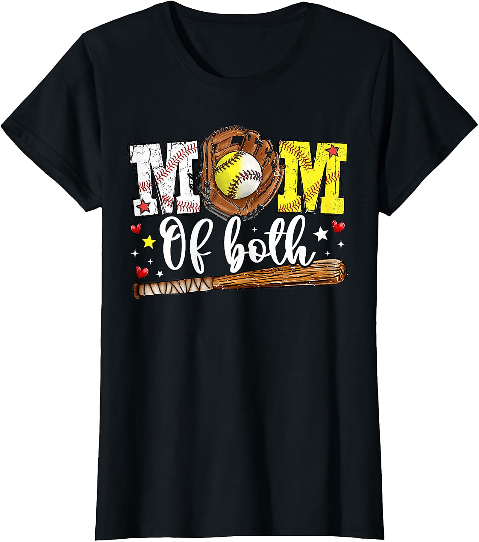  Mom of Both Baseball Softball Mom T-shirt Unisex Graphic Tee