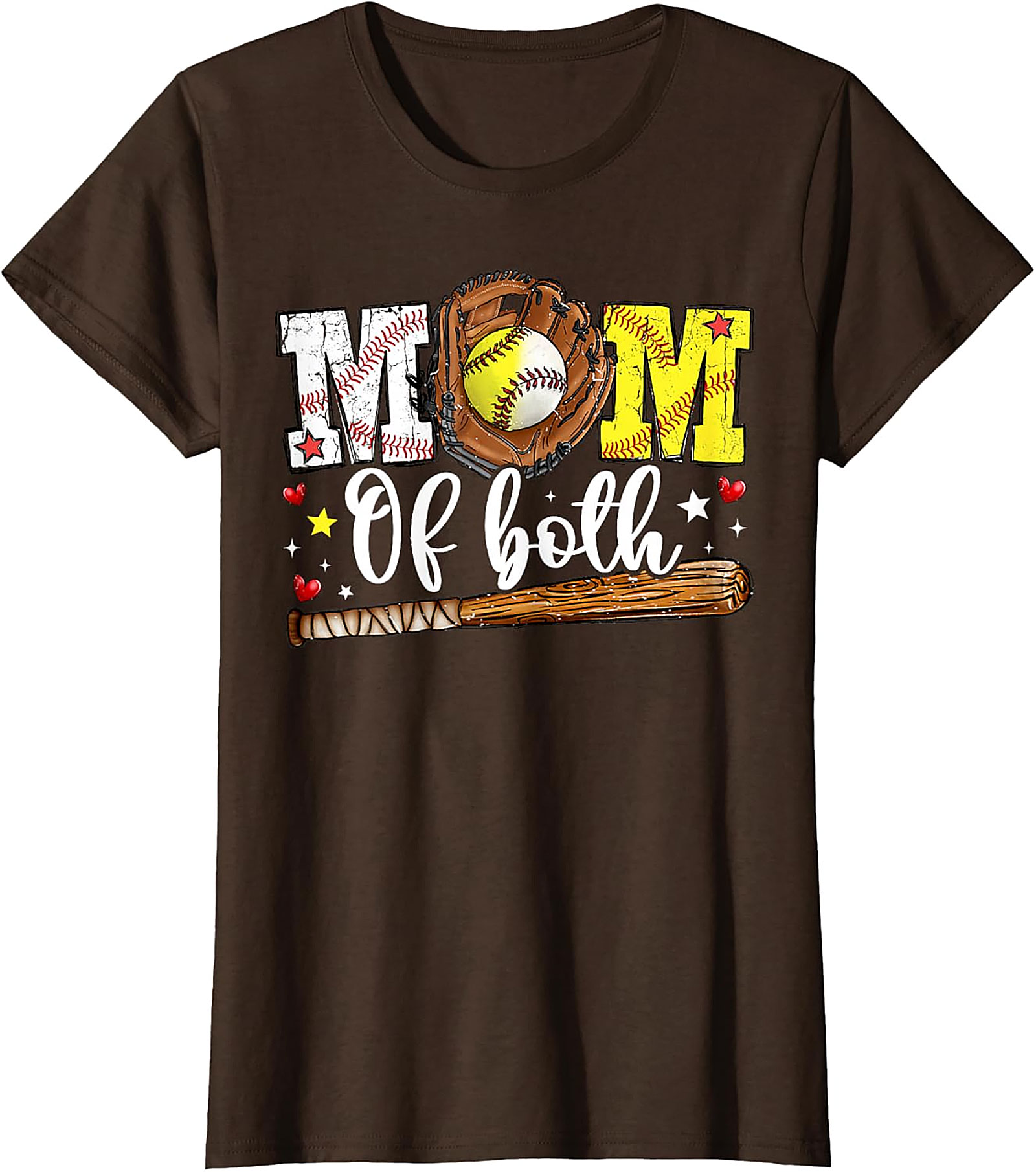  Mom of Both Baseball Softball Mom T-shirt Unisex Graphic Tee