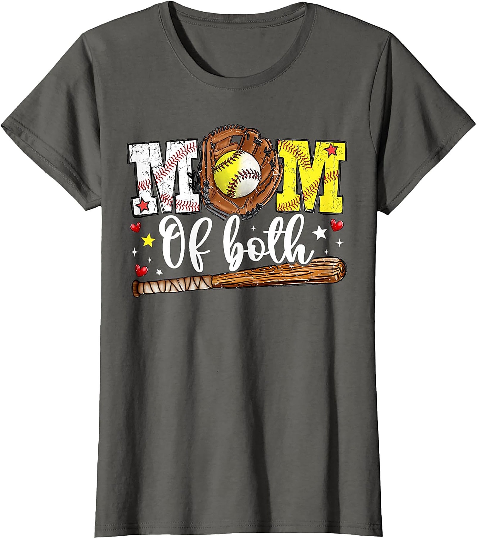  Mom of Both Baseball Softball Mom T-shirt Unisex Graphic Tee