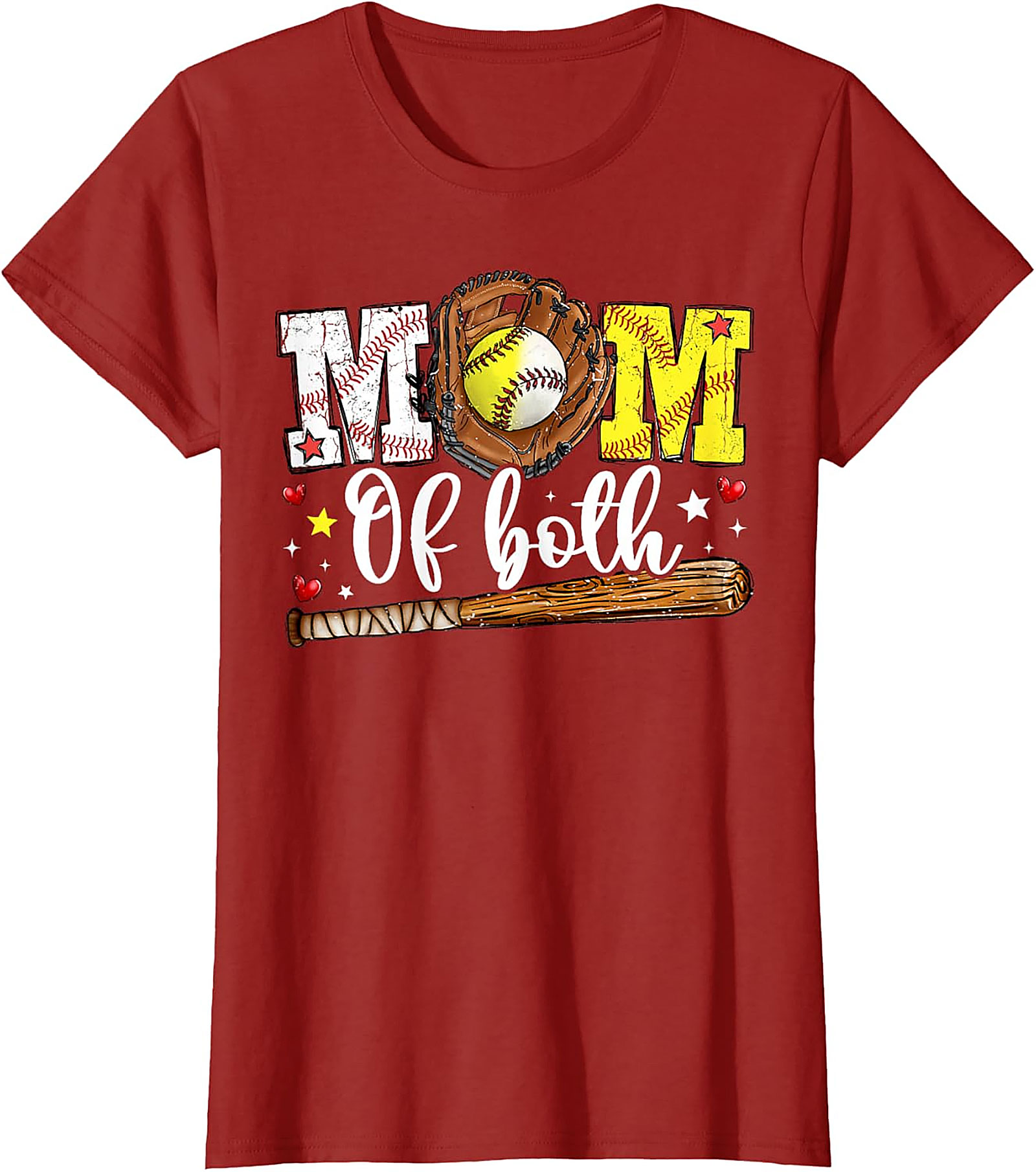  Mom of Both Baseball Softball Mom T-shirt Unisex Graphic Tee