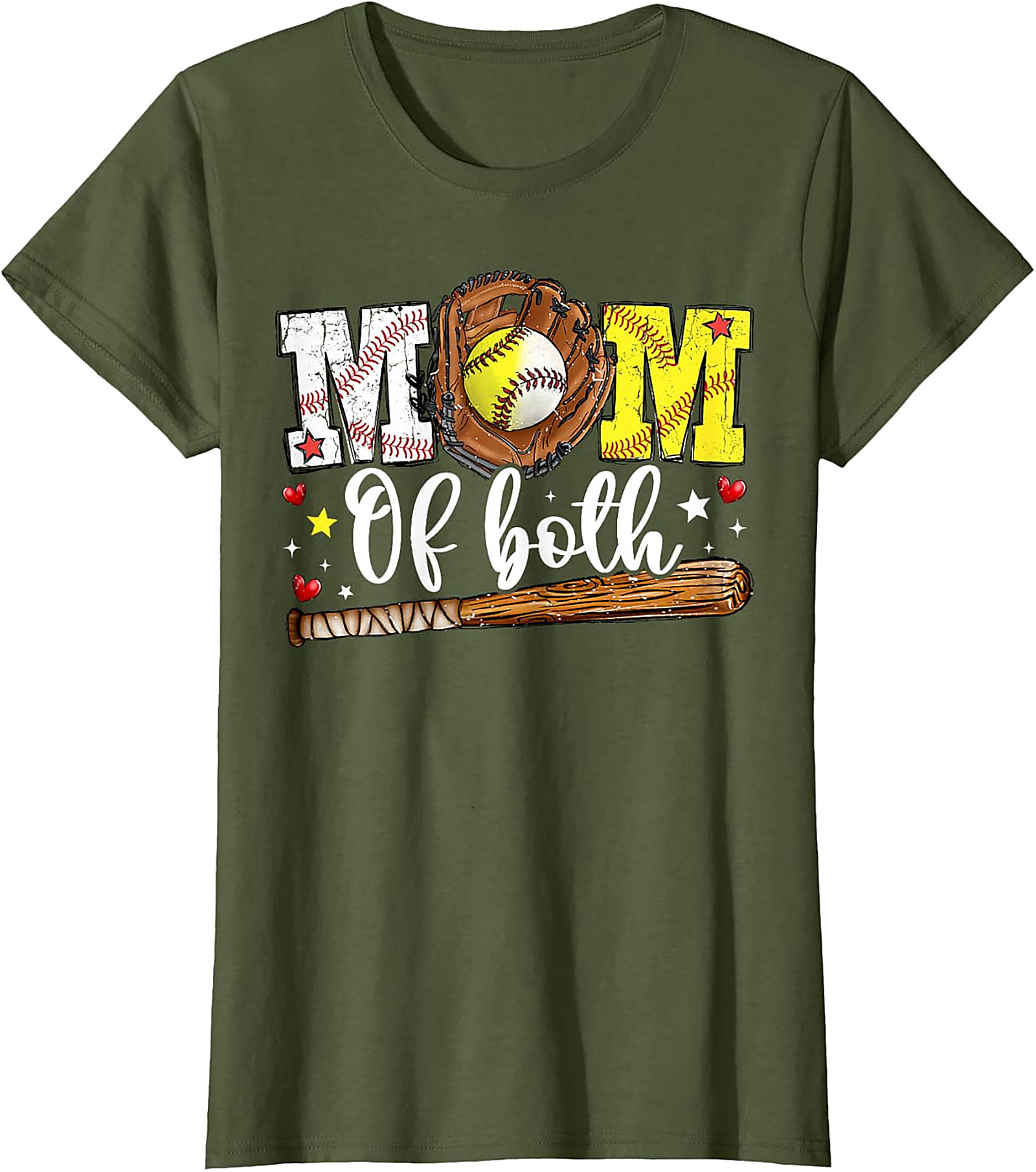  Mom of Both Baseball Softball Mom T-shirt Unisex Graphic Tee