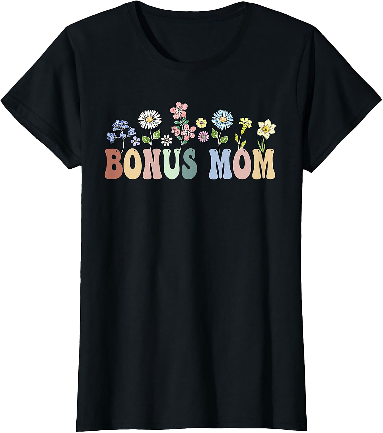  Retro Bonus Mom Graphic Tee Groovy Stepmom Gift Shirt