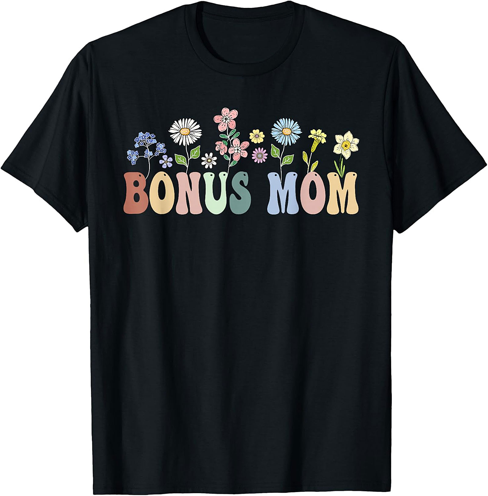 Retro Bonus Mom Graphic Tee Groovy Stepmom Gift Shirt