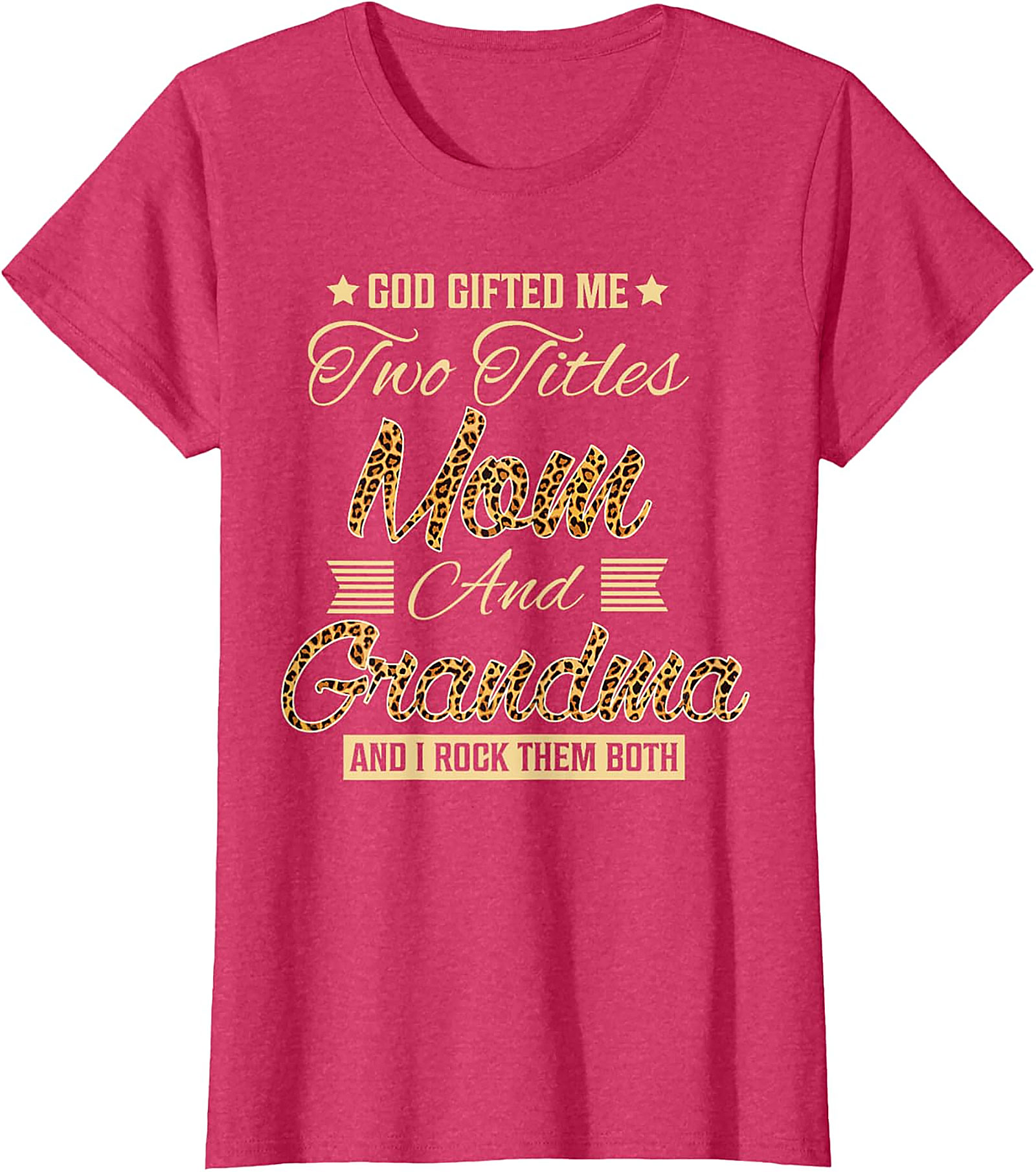 Mom and Grandma T-Shirt God Gifted Me Leopard Print Tee