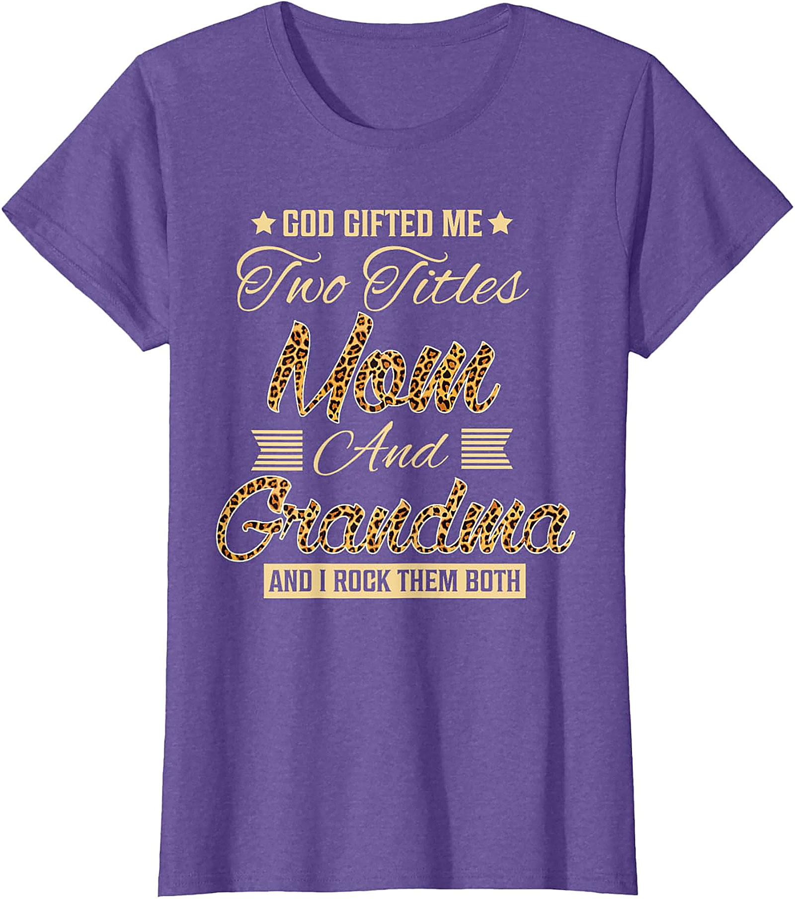 Mom and Grandma T-Shirt God Gifted Me Leopard Print Tee