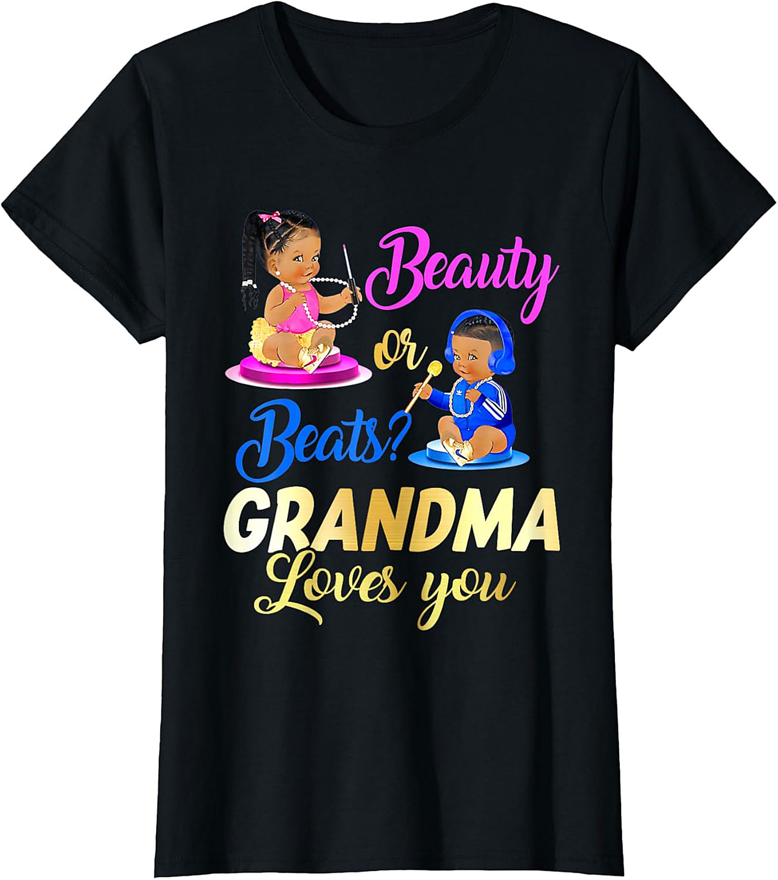 Beauty or Beats Grandma T-shirt | Gender Reveal Graphic Tee