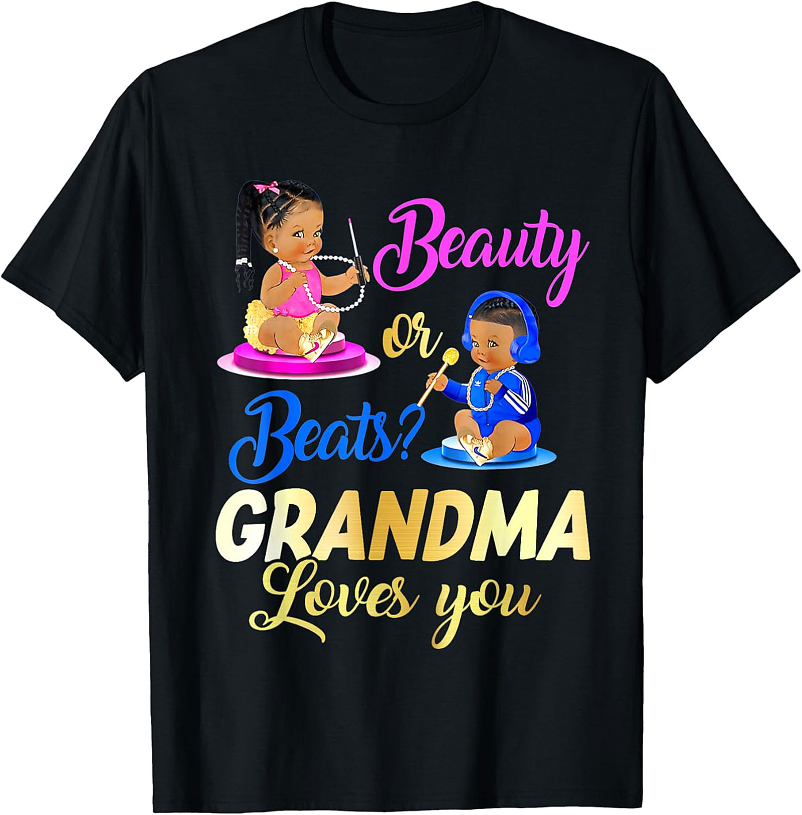 Beauty or Beats Grandma T-shirt | Gender Reveal Graphic Tee