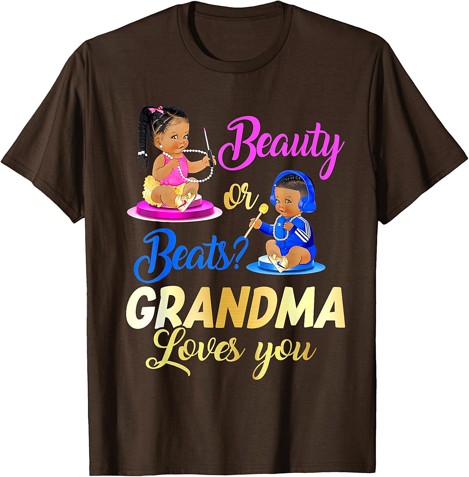 Beauty or Beats Grandma T-shirt | Gender Reveal Graphic Tee