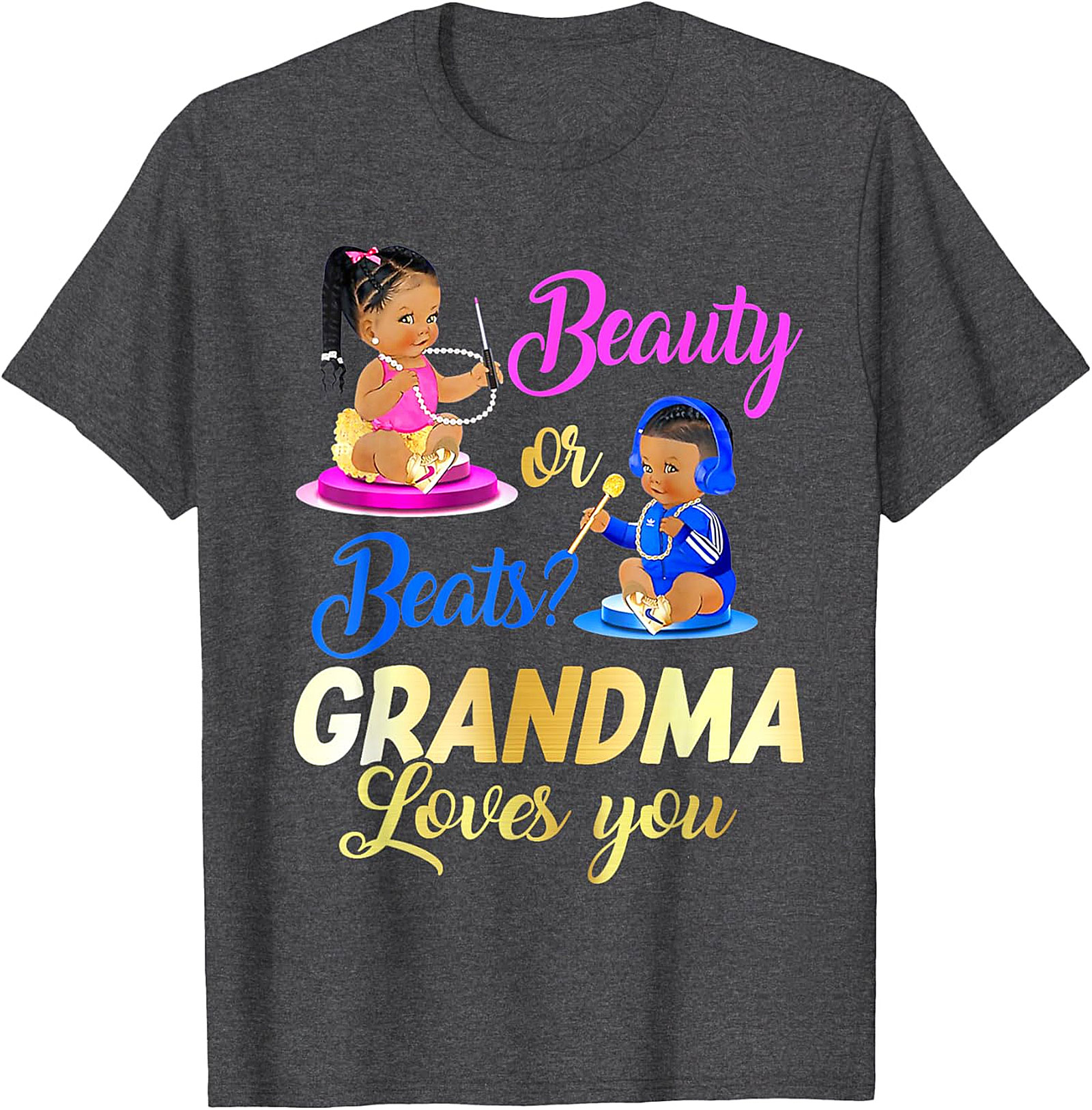 Beauty or Beats Grandma T-shirt | Gender Reveal Graphic Tee