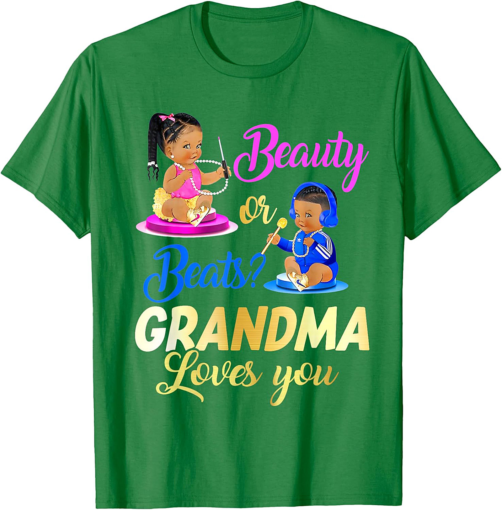 Beauty or Beats Grandma T-shirt | Gender Reveal Graphic Tee