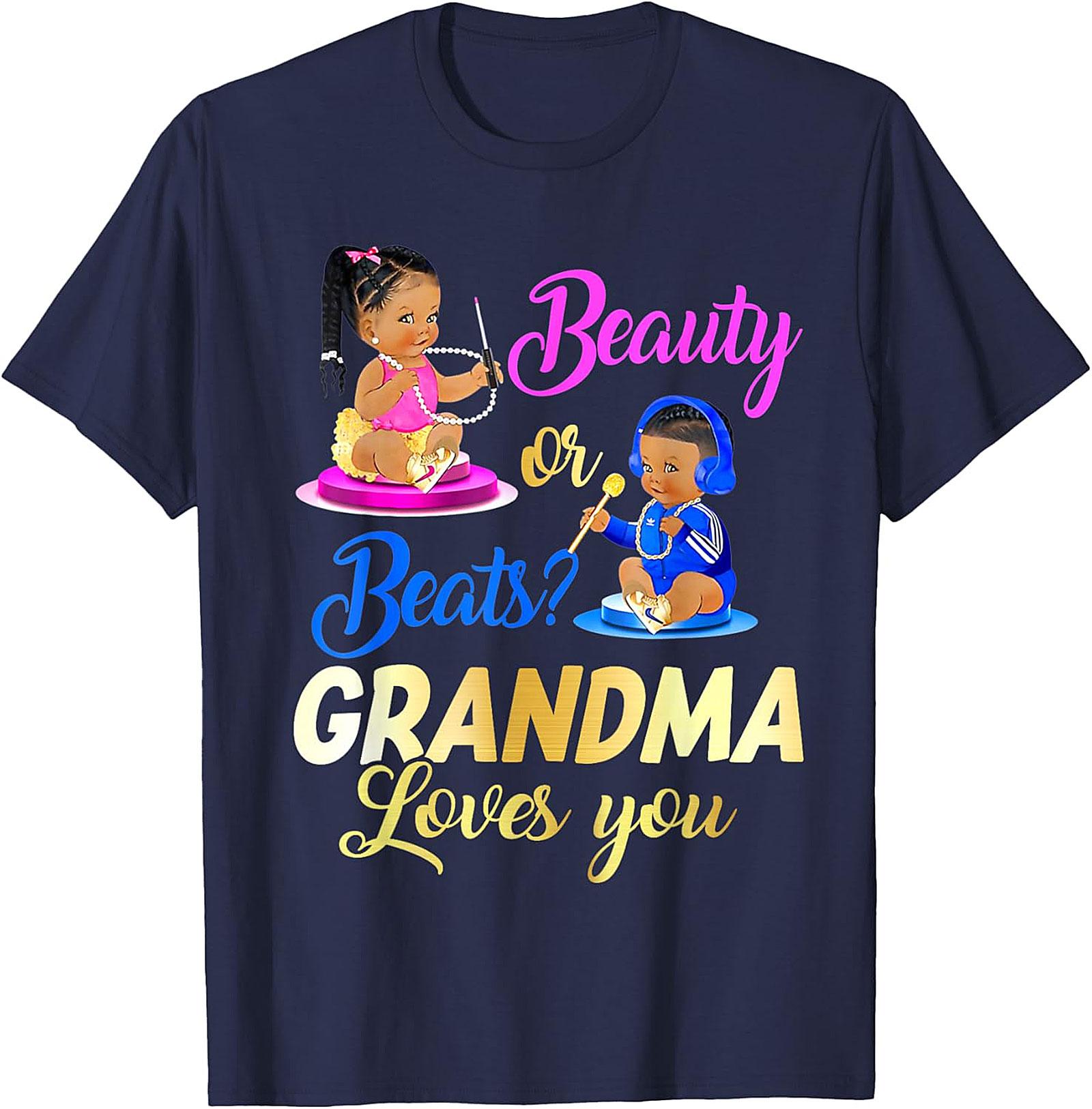 Beauty or Beats Grandma T-shirt | Gender Reveal Graphic Tee
