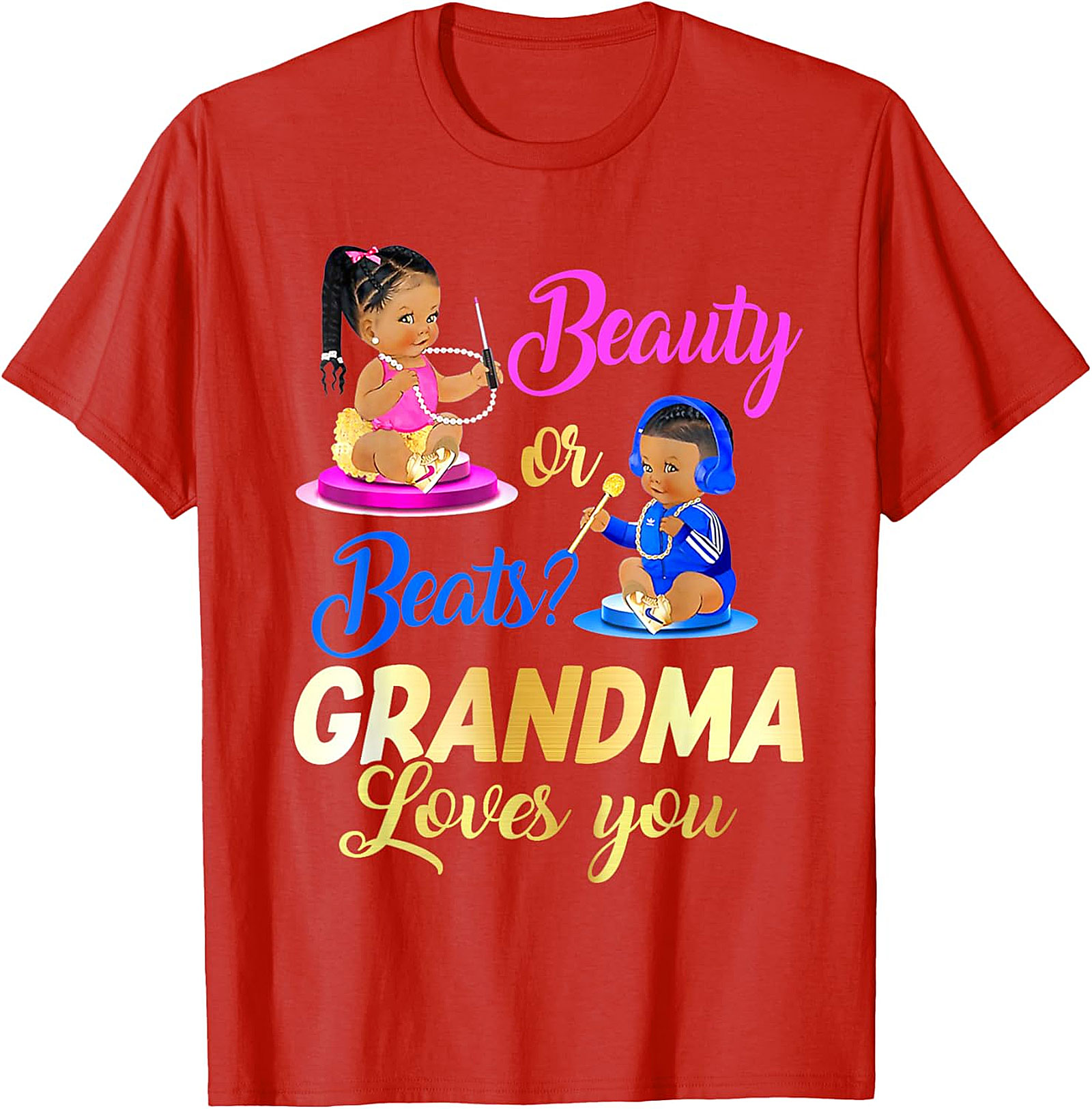 Beauty or Beats Grandma T-shirt | Gender Reveal Graphic Tee